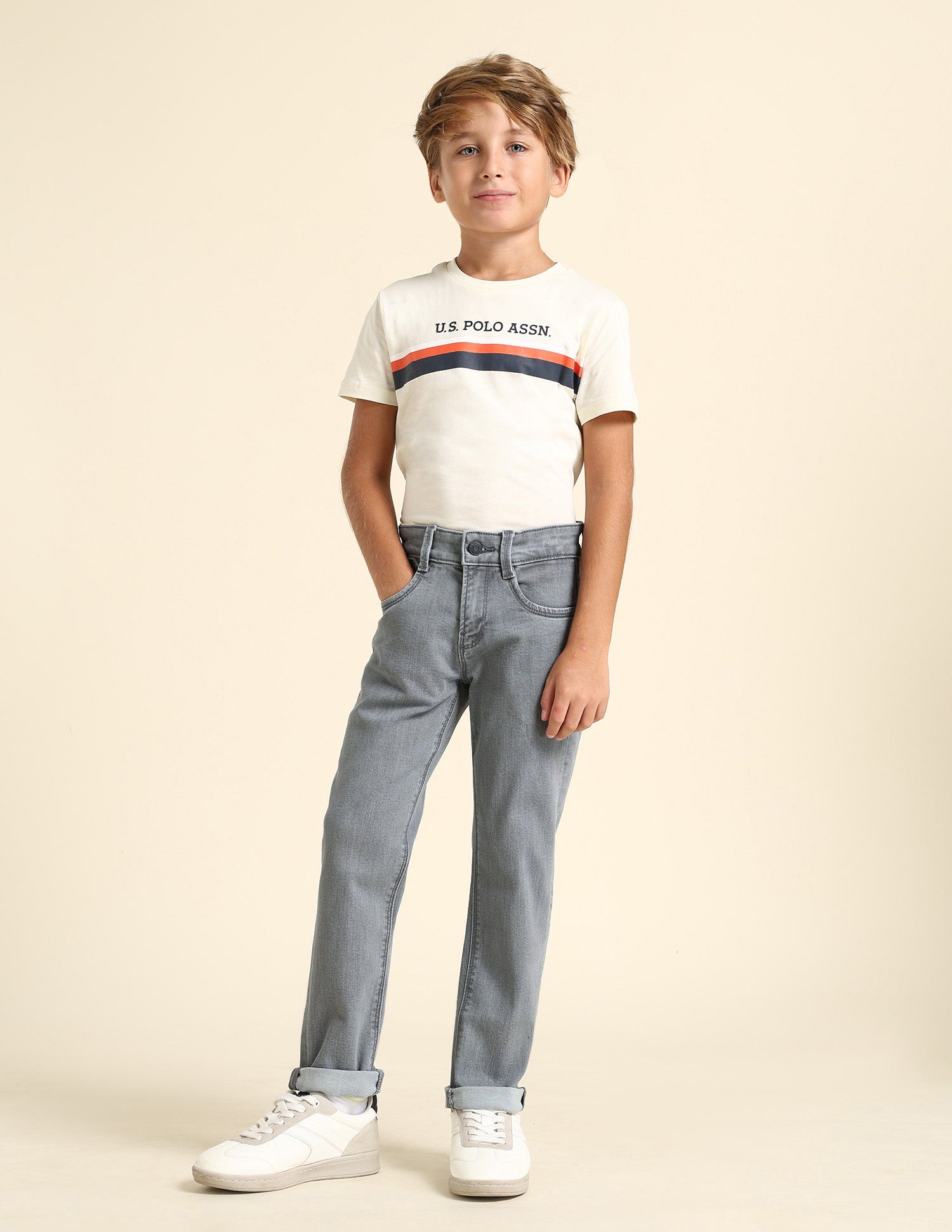 Boys Relaxed Fit Grey Jeans Dark Grey - U.S. POLO ASSN. | Large