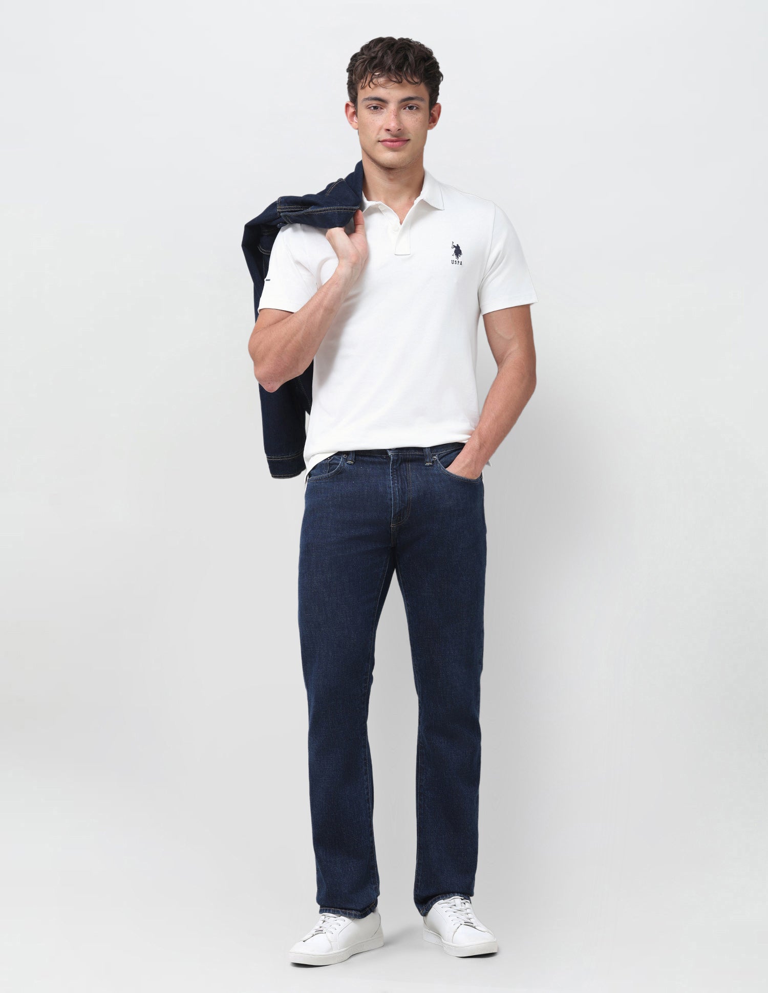 Solid Slim Fit Polo Shirt Ivory - U.S. Polo Assn. India | Large
