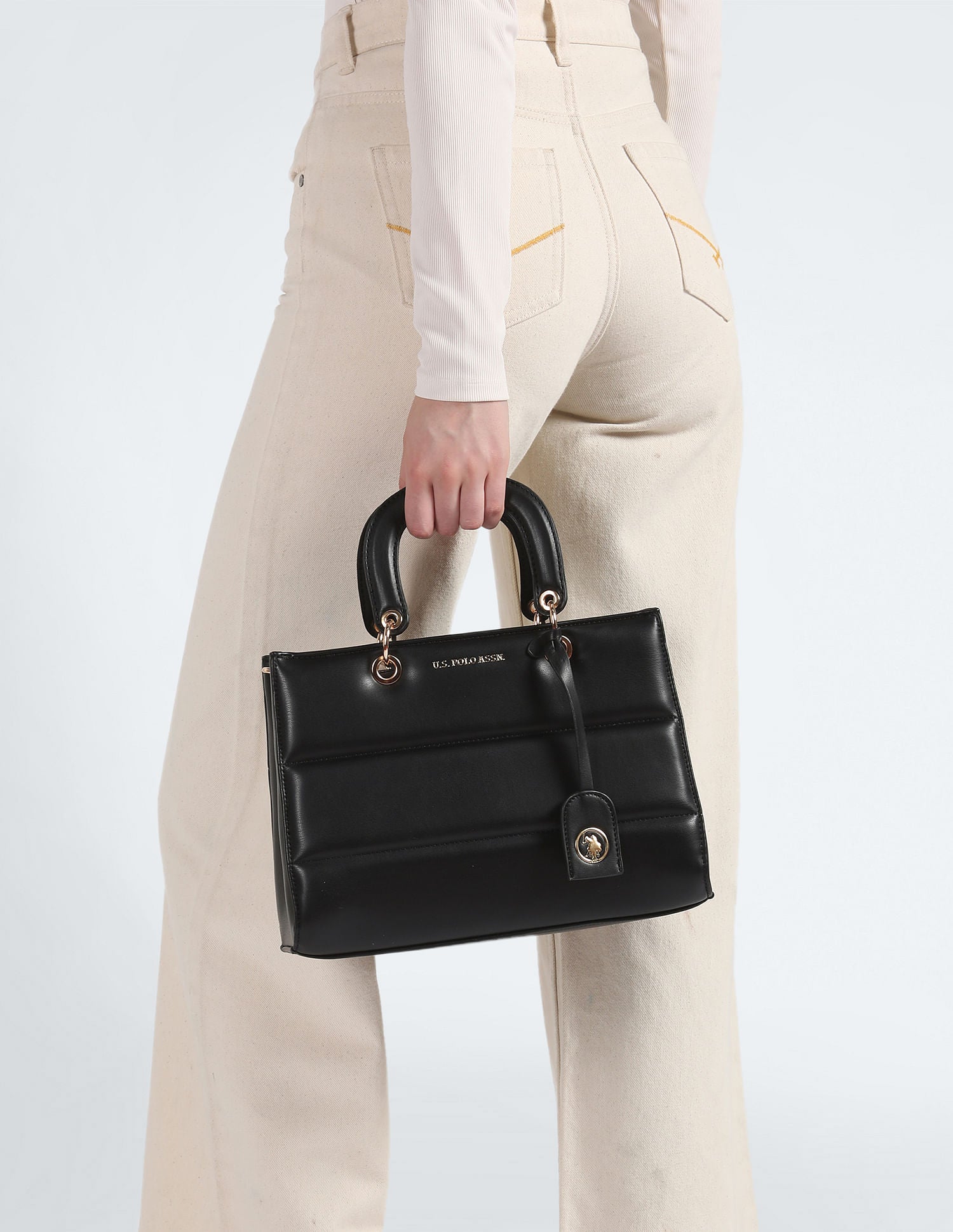 City Girl Quilted Hand Bag Black - U.S. POLO ASSN. | Large