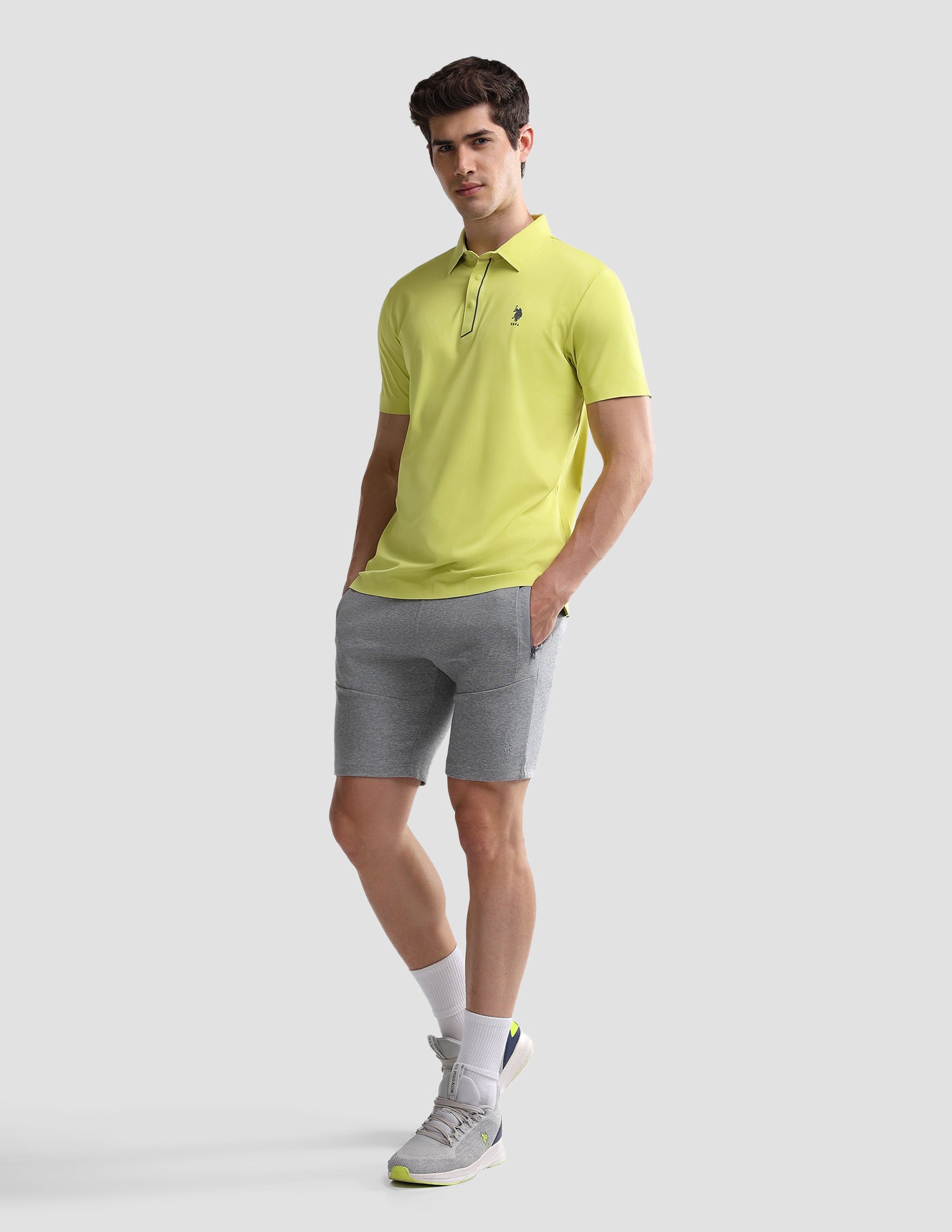 Solid Slim Fit Active Polo Shirt Yellow - U.S. Polo Assn. India | Large