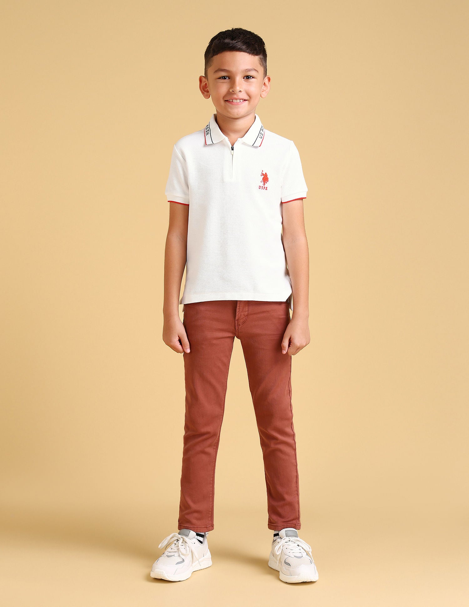 Boys Regular Fit Polo Shirt White - U.S. Polo Assn. India | Large