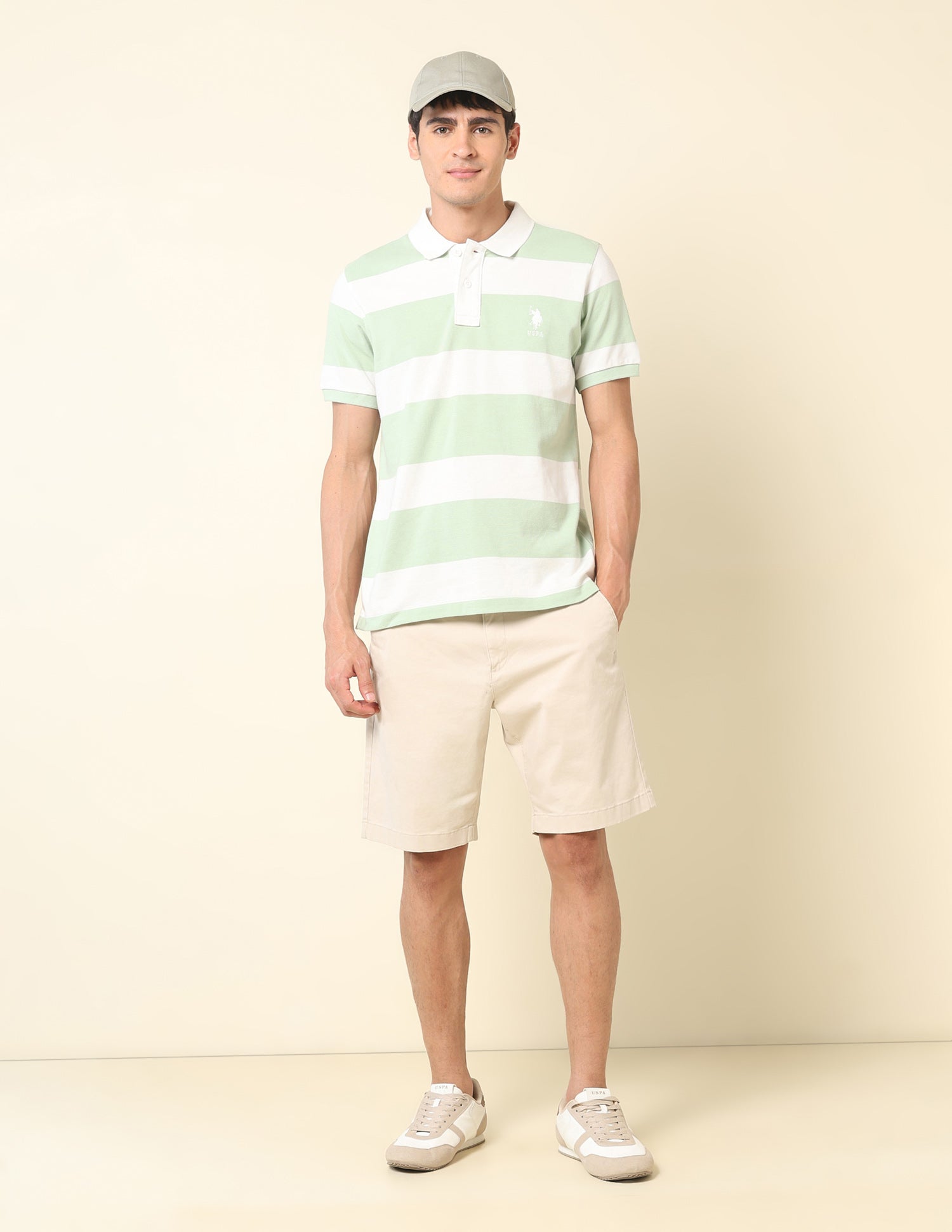Horizontal Striped Classic Polo Shirt Light Green - U.S. POLO ASSN. | Large
