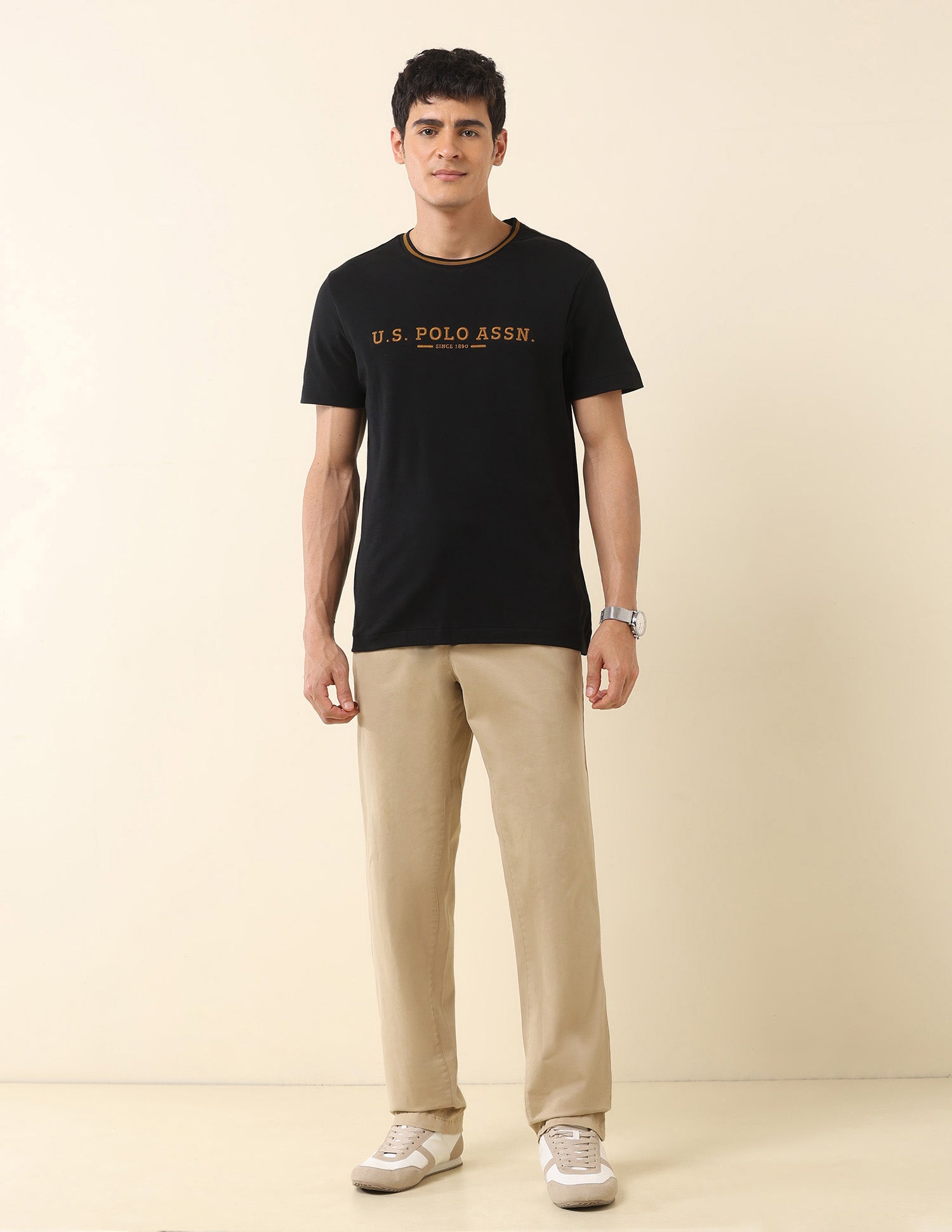 Brand Embroidered Modern Monochrome T-Shirt Black - U.S. Polo Assn. India | Large