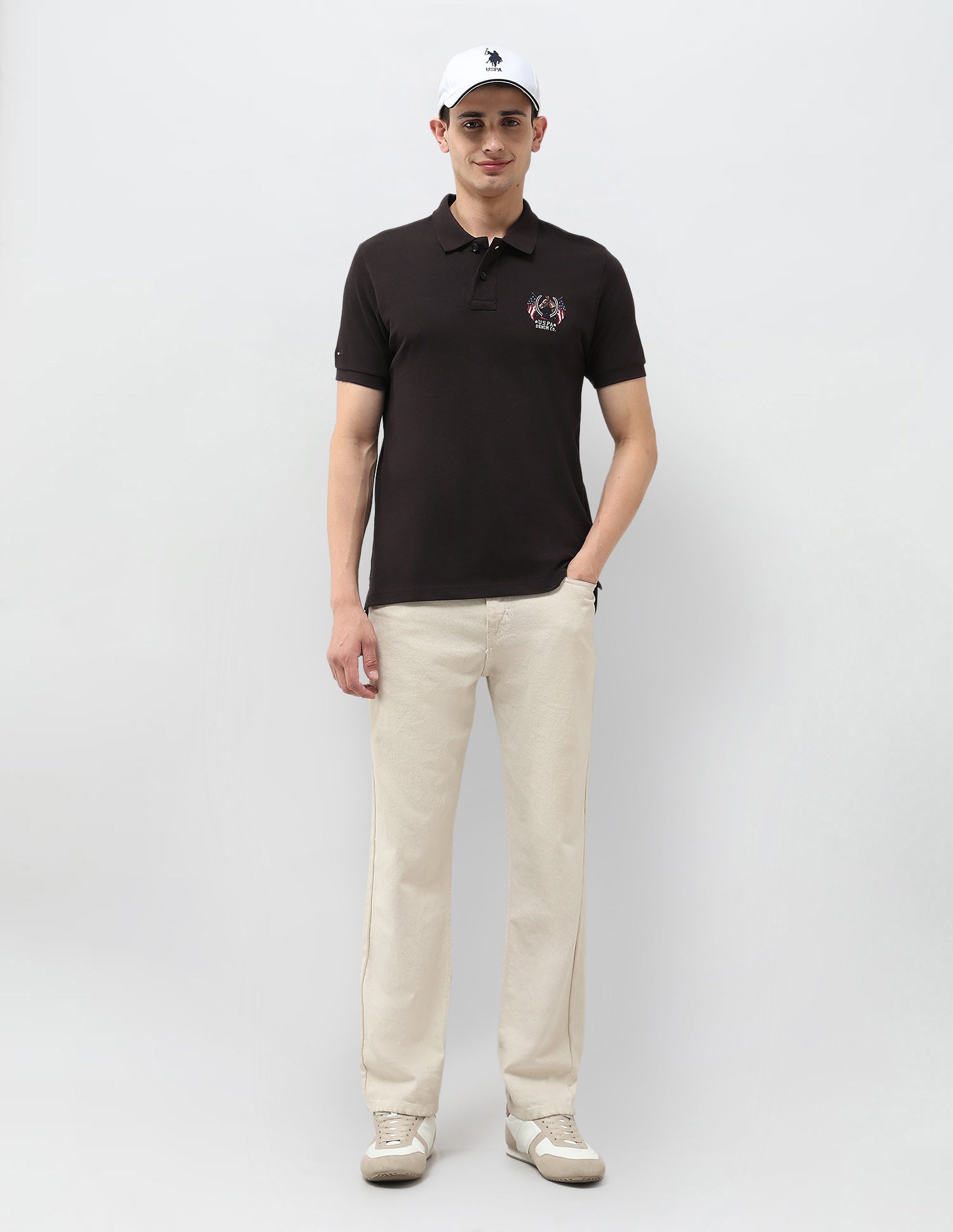 Solid Muscle Fit Polo Shirt Dark Brown - U.S. POLO ASSN. | Large