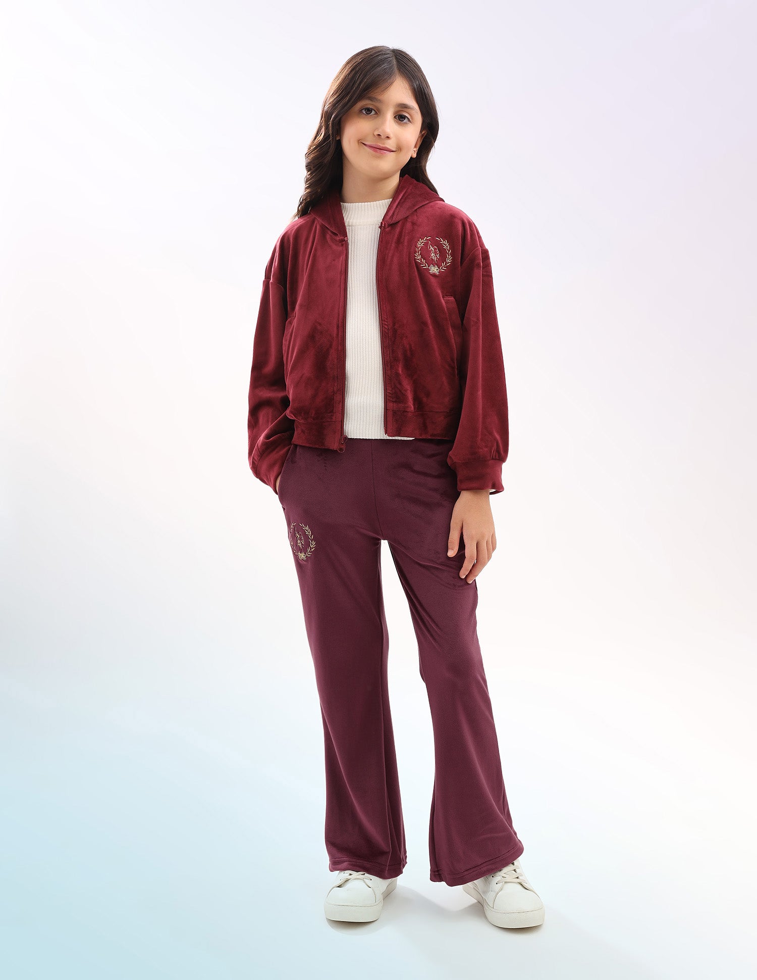 Girls Solid Regular Fit Flared Track Pants Wine - U.S. POLO ASSN. | Large