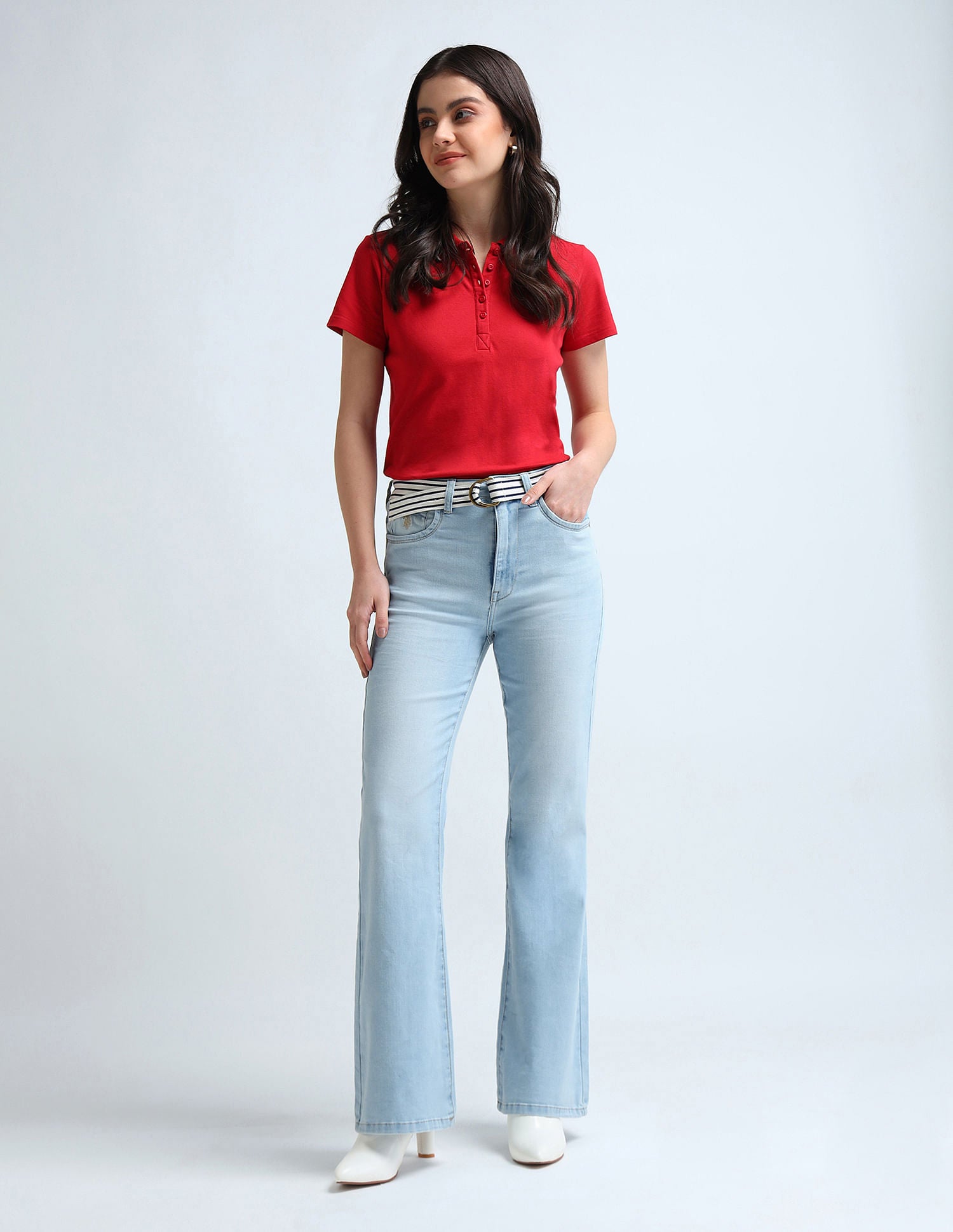 Flared Fit Blue Jeans Blue - U.S. Polo Assn. India | Large