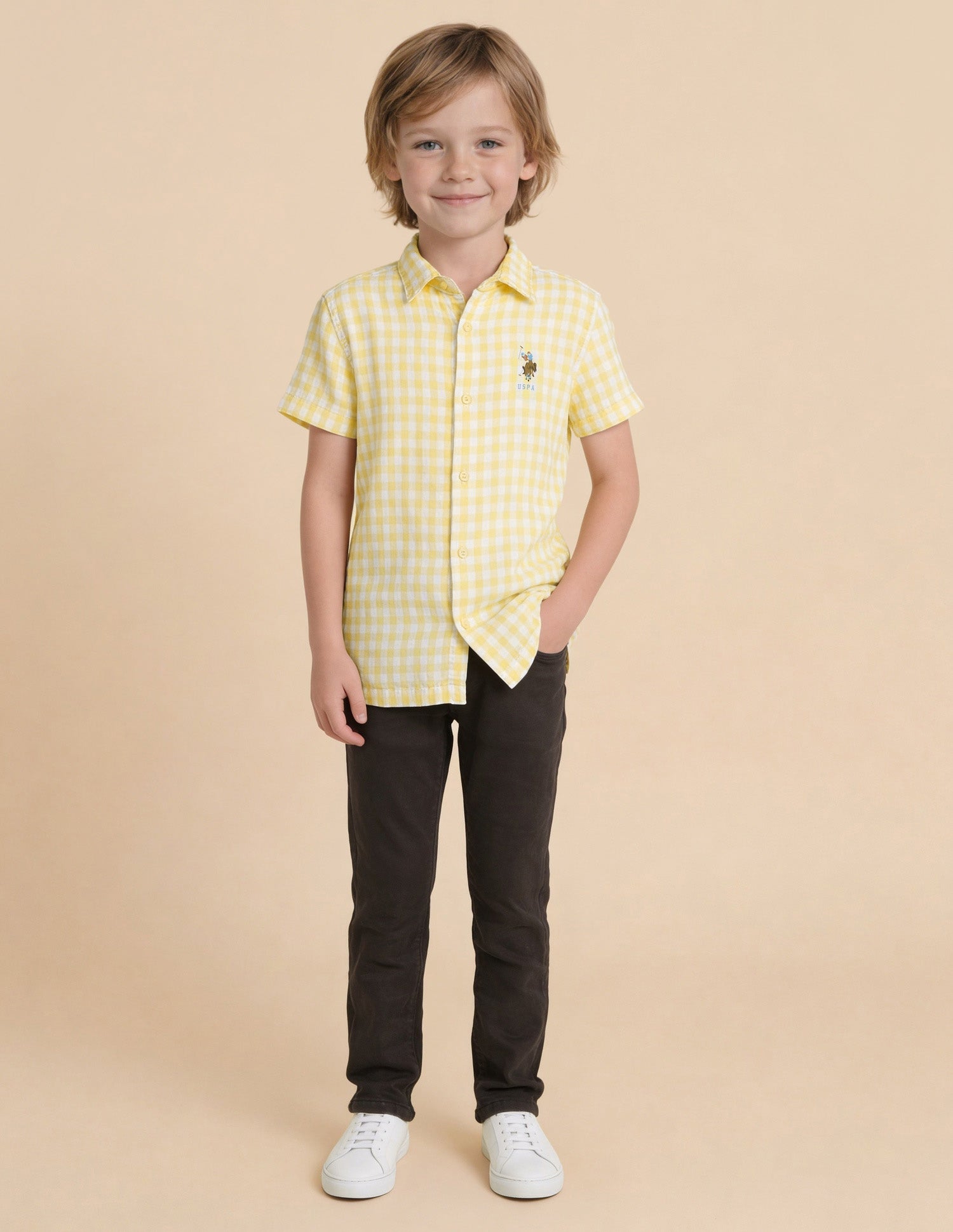 Gingham Checked Regular Fit Shirt Yellow - U.S. Polo Assn. India | Large
