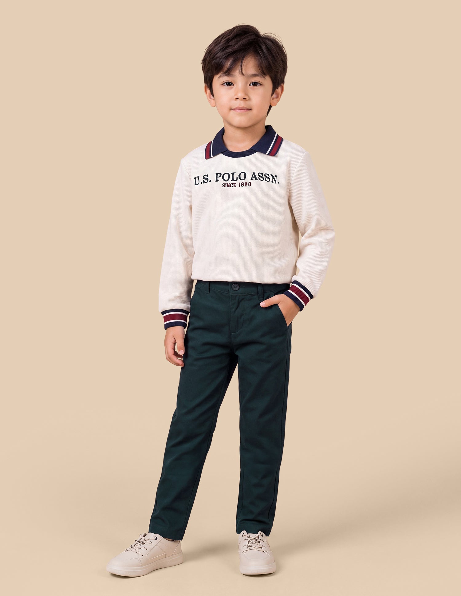Twill Slim Fit Trousers Teal - U.S. Polo Assn. India | Large