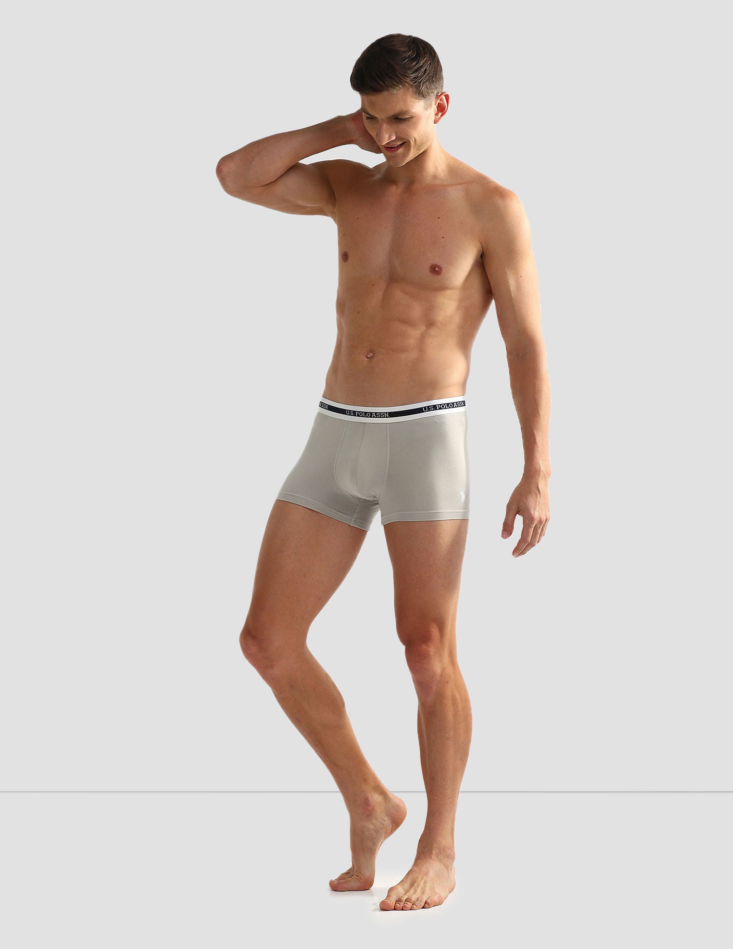 Elastic Waistband Ribbed Solid OET09 Trunks - Pack Of 2 Fog Grey and Teal Grey - U.S. POLO ASSN. | Large