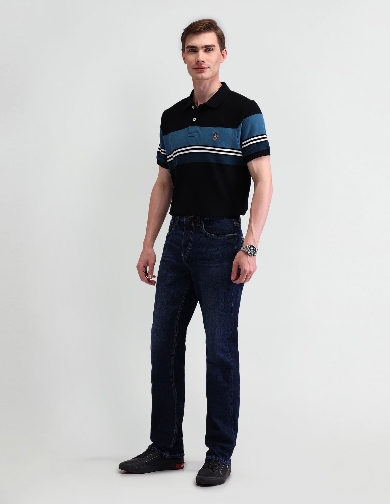 Harold Slim Straight Blue Jeans Blue - U.S. POLO ASSN. | Large