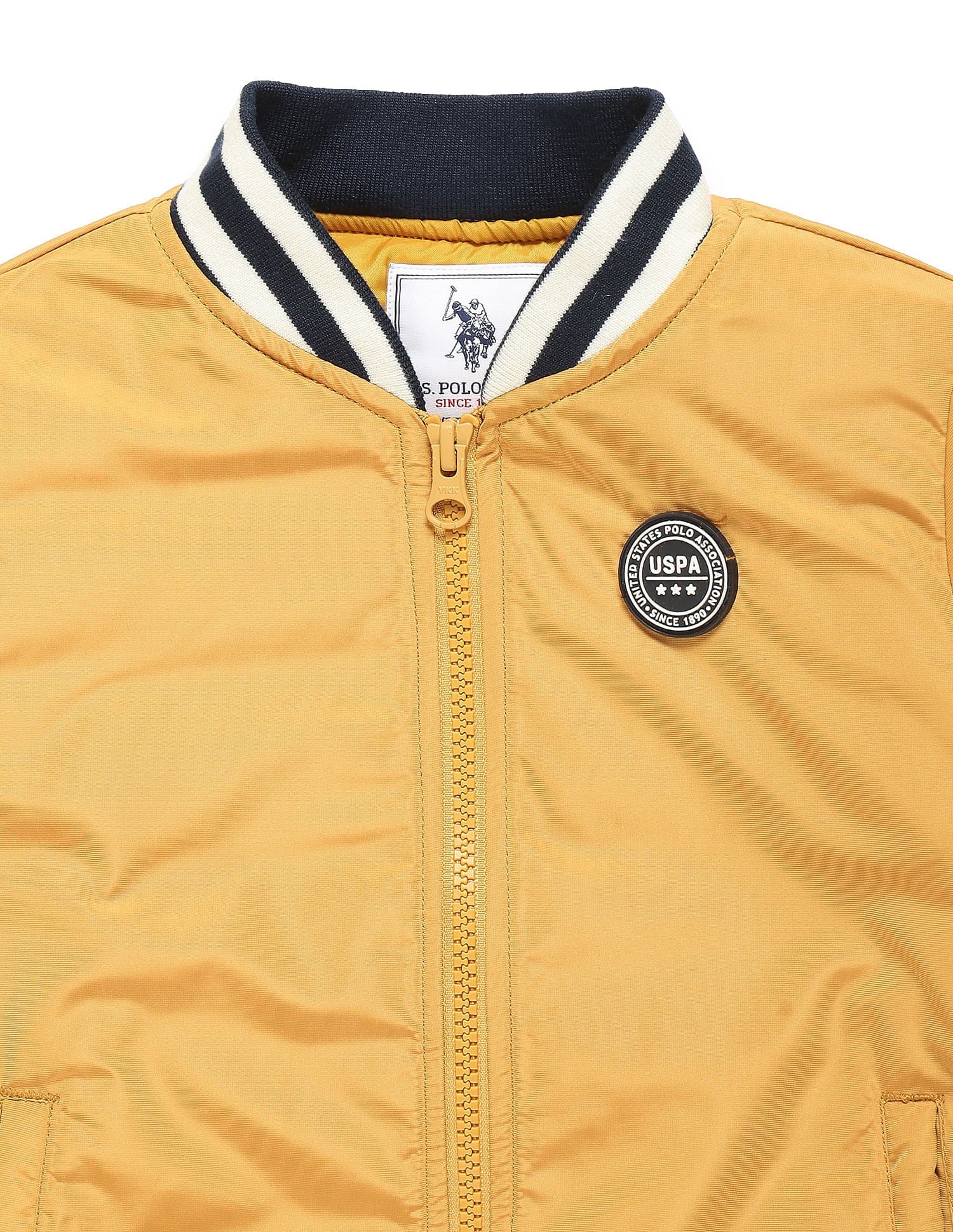 Boys Stripe Detail Bomber Jacket Mustard - U.S. POLO ASSN. | Large