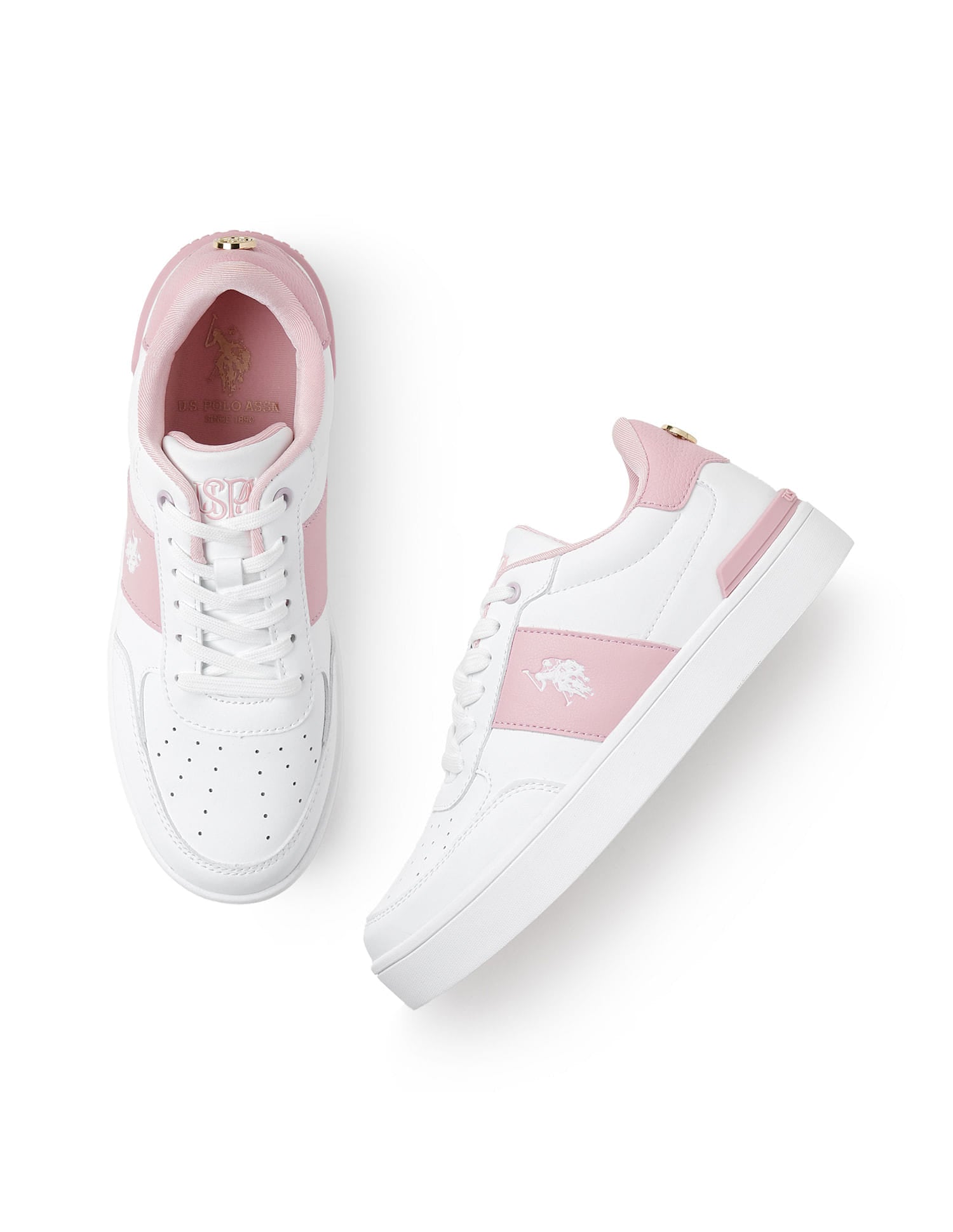 Women Metallic Logo Uno Sneakers White - U.S. Polo Assn. India | Large