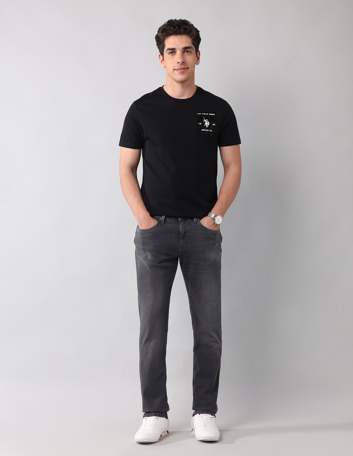 Brandon Slim Tapered Fit Authentic Bi Stretch Jeans Grey - U.S. Polo Assn. India | Large