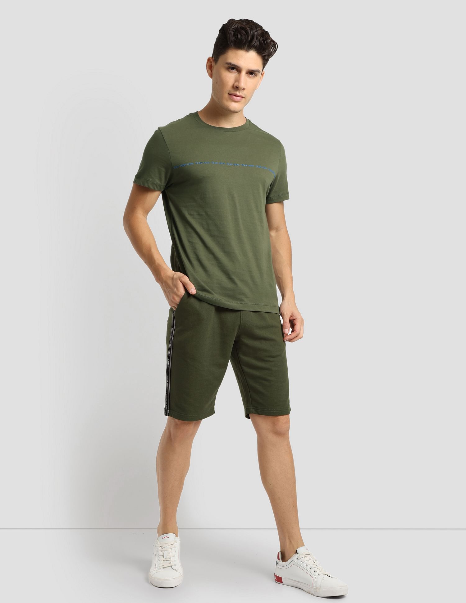 Linear Logo Sport T-Shirt Olive - U.S. Polo Assn. India | Large