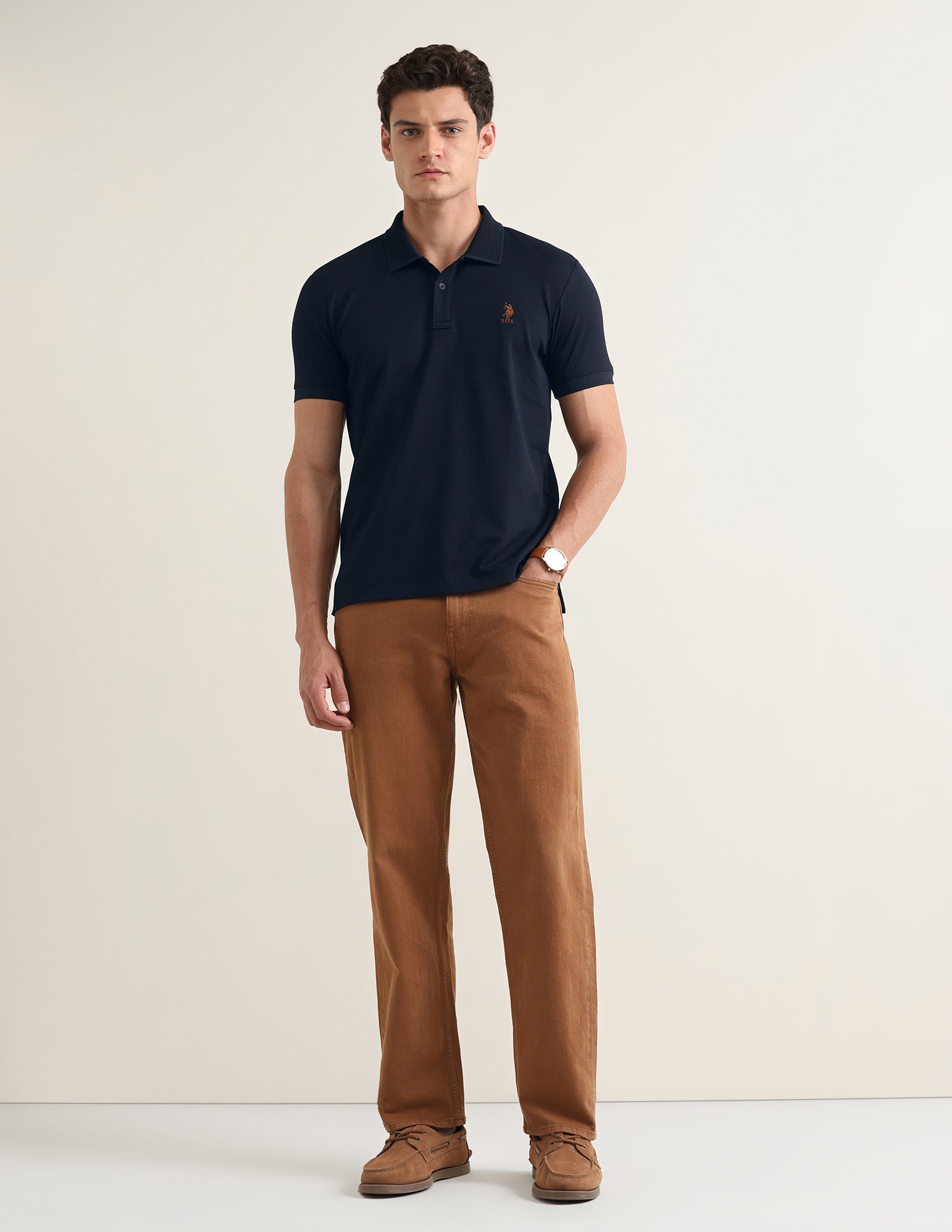 Solid Slim Fit Polo Shirt Navy - U.S. Polo Assn. India | Large