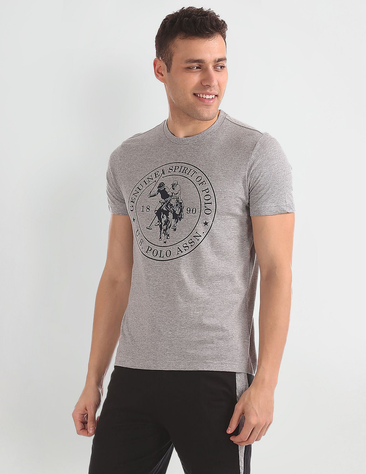 Comfort Fit Printed I643 Lounge T-Shirt - Pack Of 1 Grey - U.S. POLO ASSN. | Large