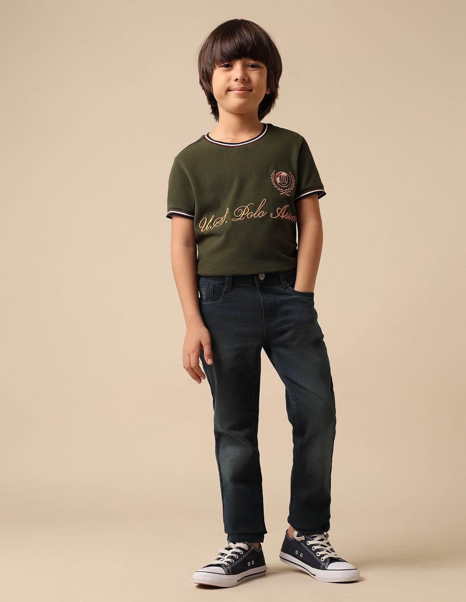 Boys Whiskered Slim Fit Jeans Dark Blue - U.S. POLO ASSN. | Large