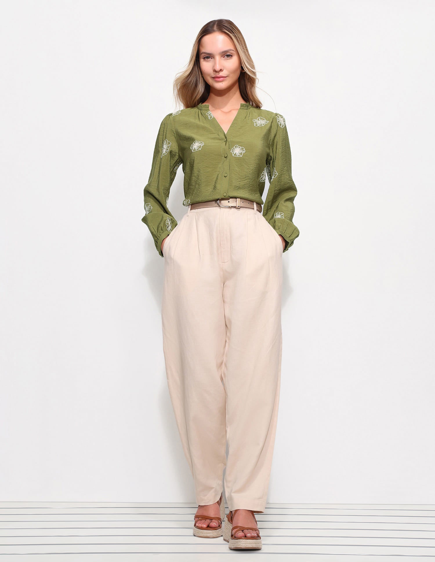 Floral Embroidered Top Green - U.S. Polo Assn. India | Large