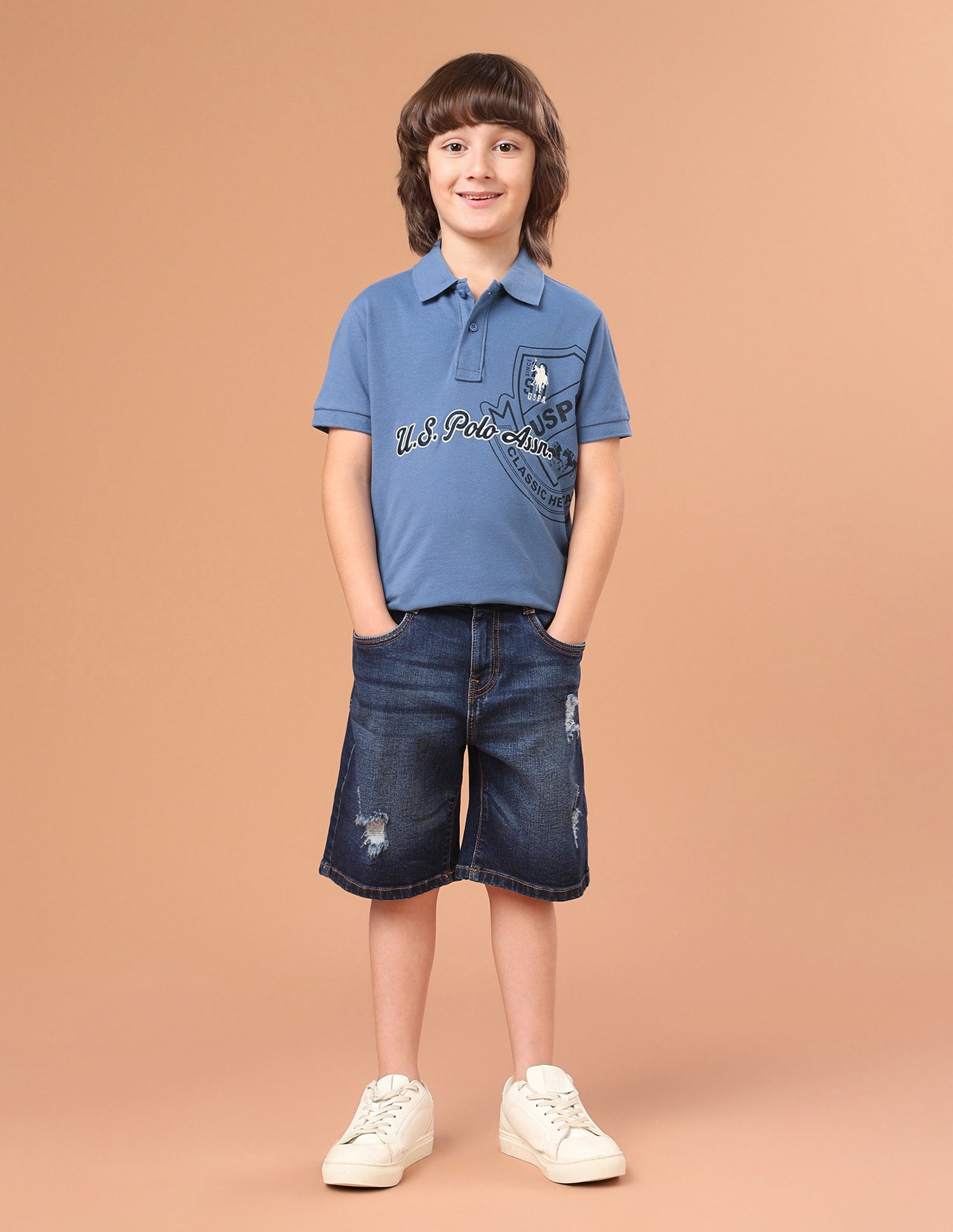 Graphic Brand Embroidered Regular Fit Polo Shirt Blue - U.S. Polo Assn. India | Large