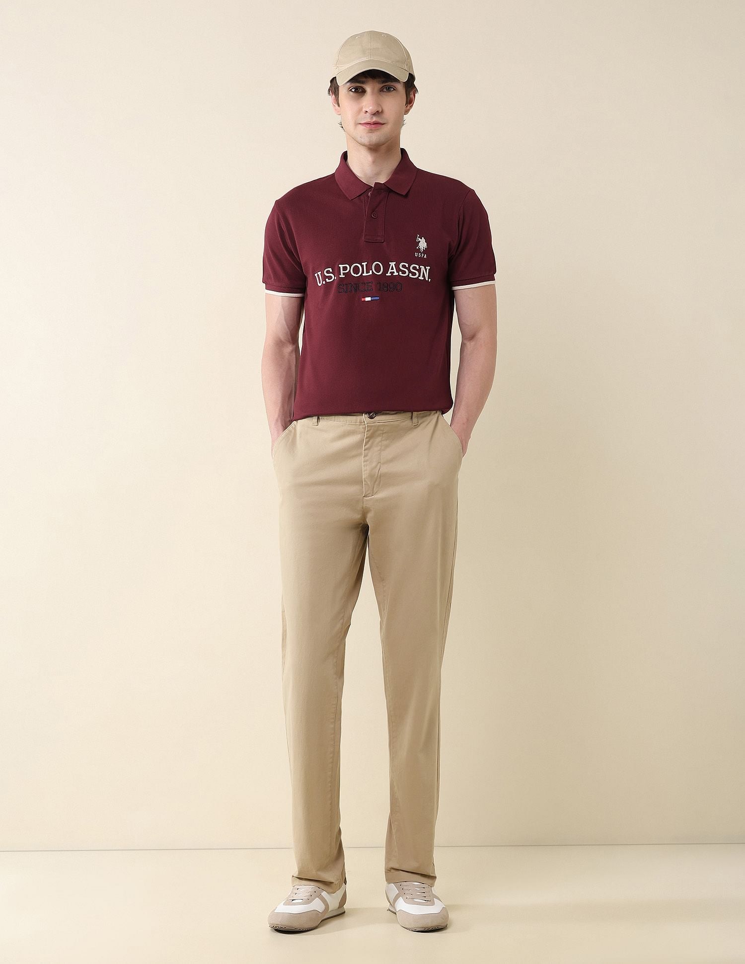 Slim Fit Brand Embroidered Polo Shirt Wine - U.S. Polo Assn. India | Large