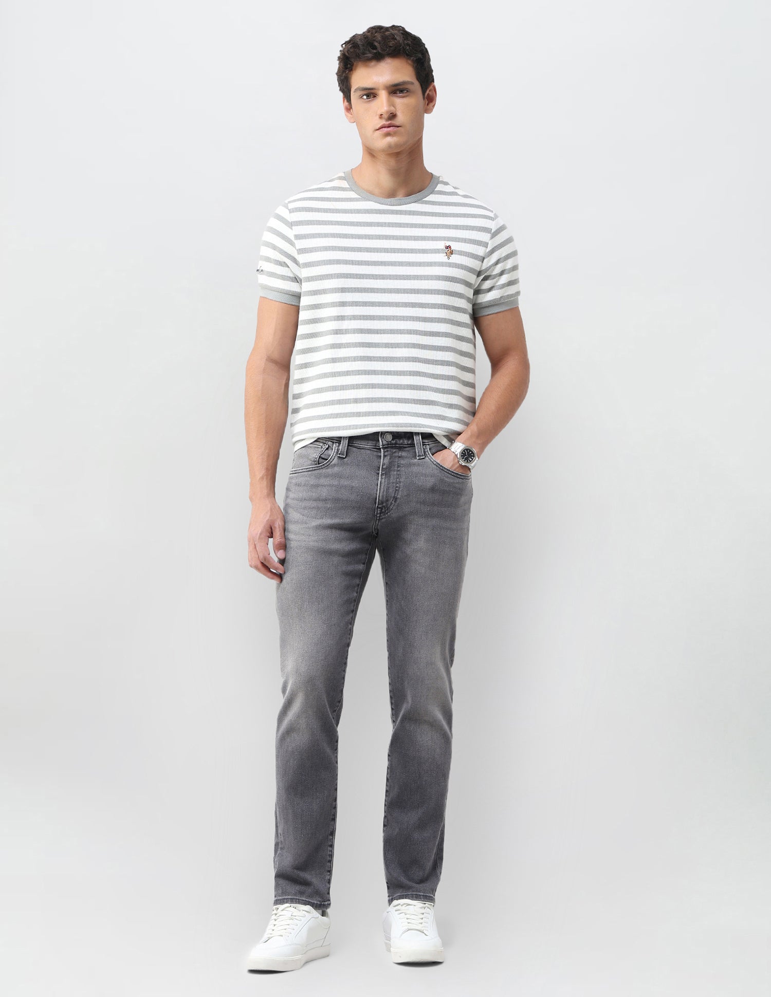 Brandon Slim Tapered Fit Grey Jeans Grey - U.S. Polo Assn. India | Large