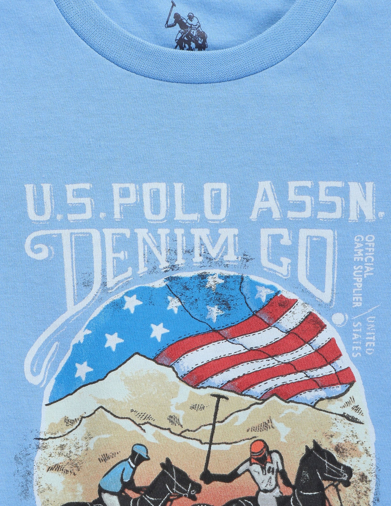 Boys Crew Neck Brand Print T-Shirt Light Blue - U.S. POLO ASSN. | Large