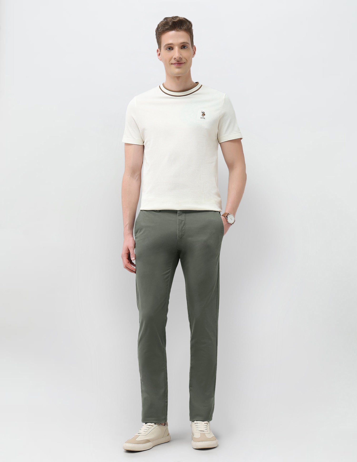 Mid Rise Denver Slim Fit Trousers Olive - U.S. Polo Assn. India | Large