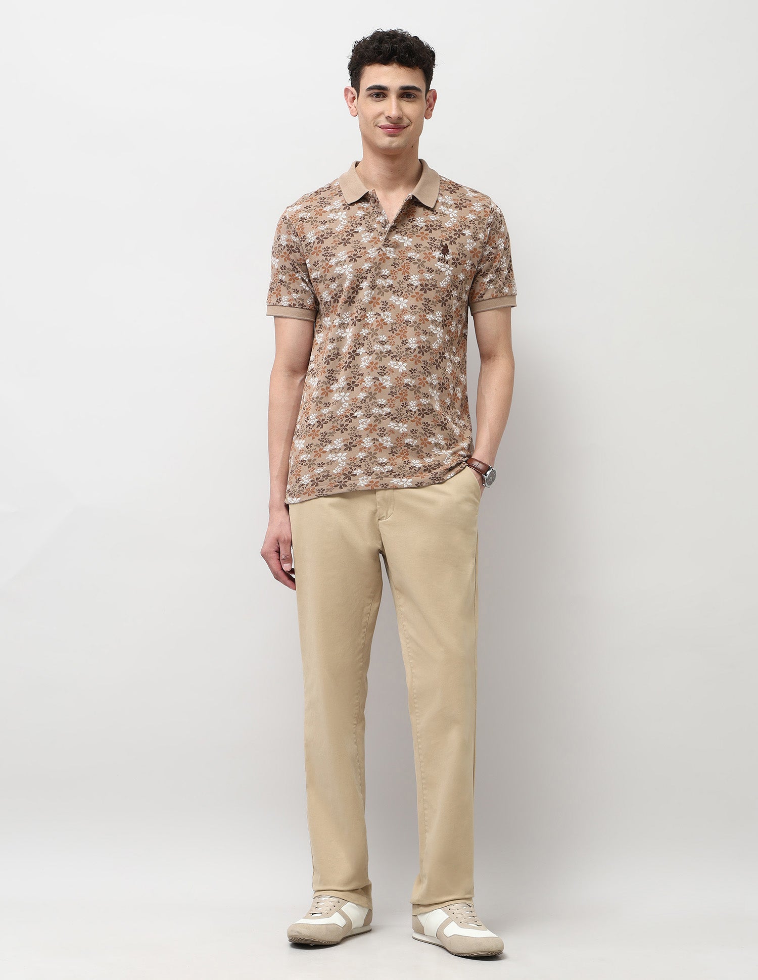 Pure Cotton Slim Fit Polo Shirt Light Brown - U.S. Polo Assn. India | Large