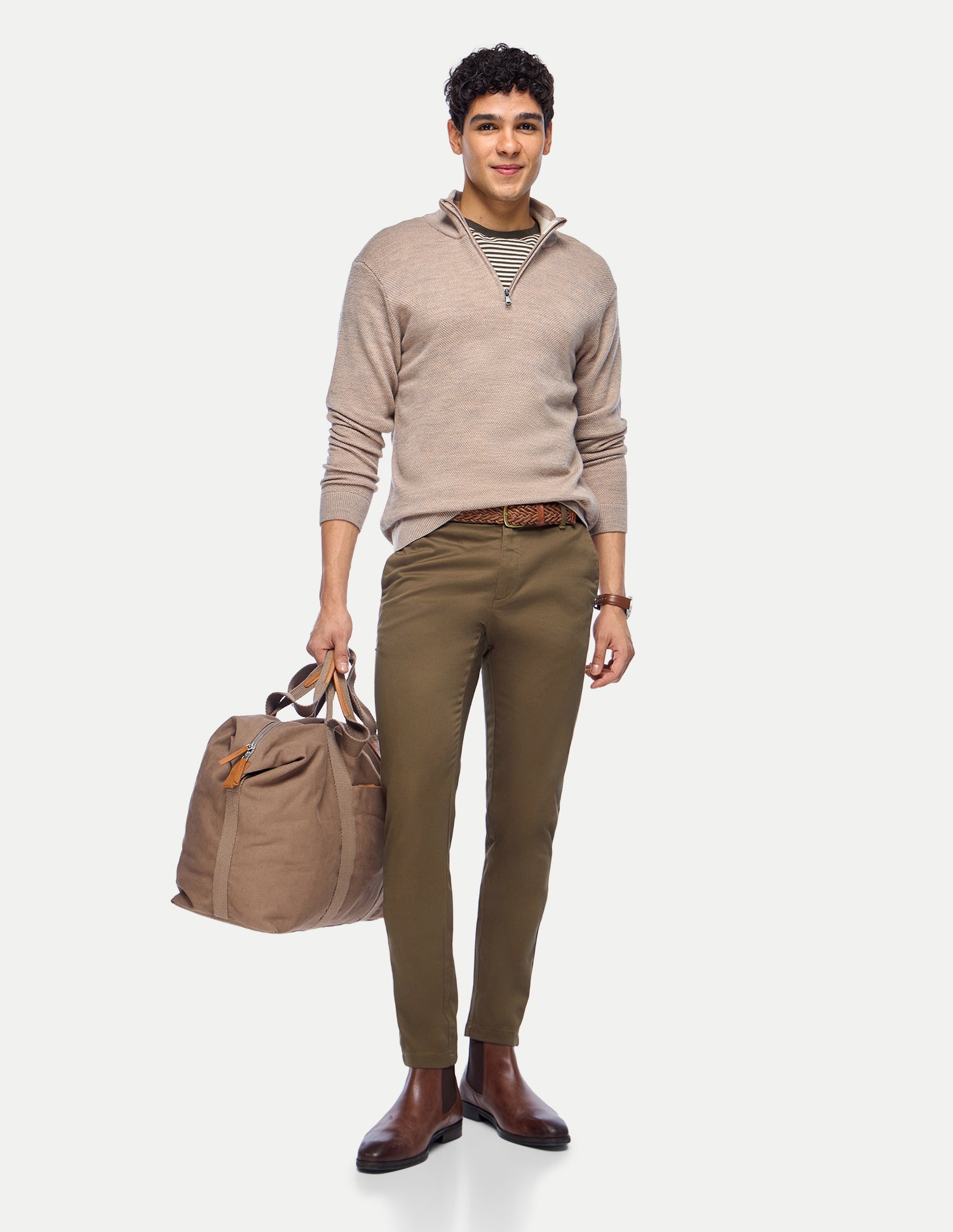 Austin Slim Fit Mid Rise Trousers Brown - U.S. Polo Assn. India | Large