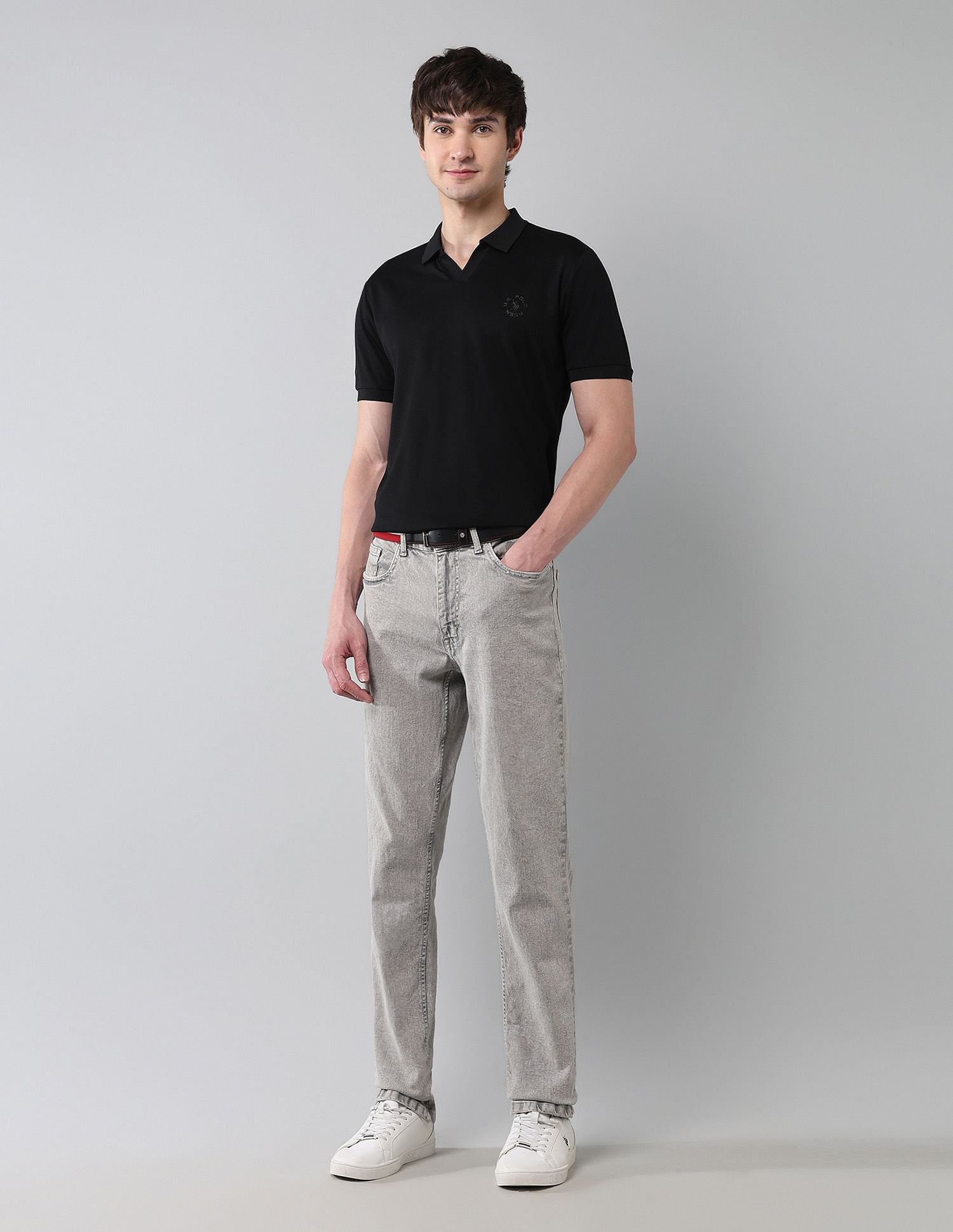 Pure Cotton Muscle Fit Polo Shirt Black - U.S. Polo Assn. India | Large