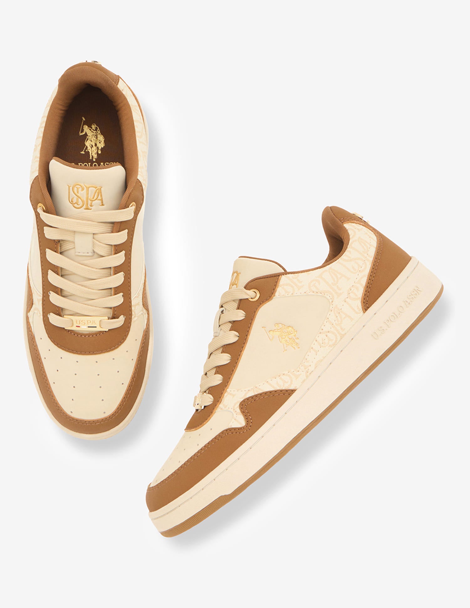 Ira Monogram Printed Sneakers Tan - U.S. Polo Assn. India | Large
