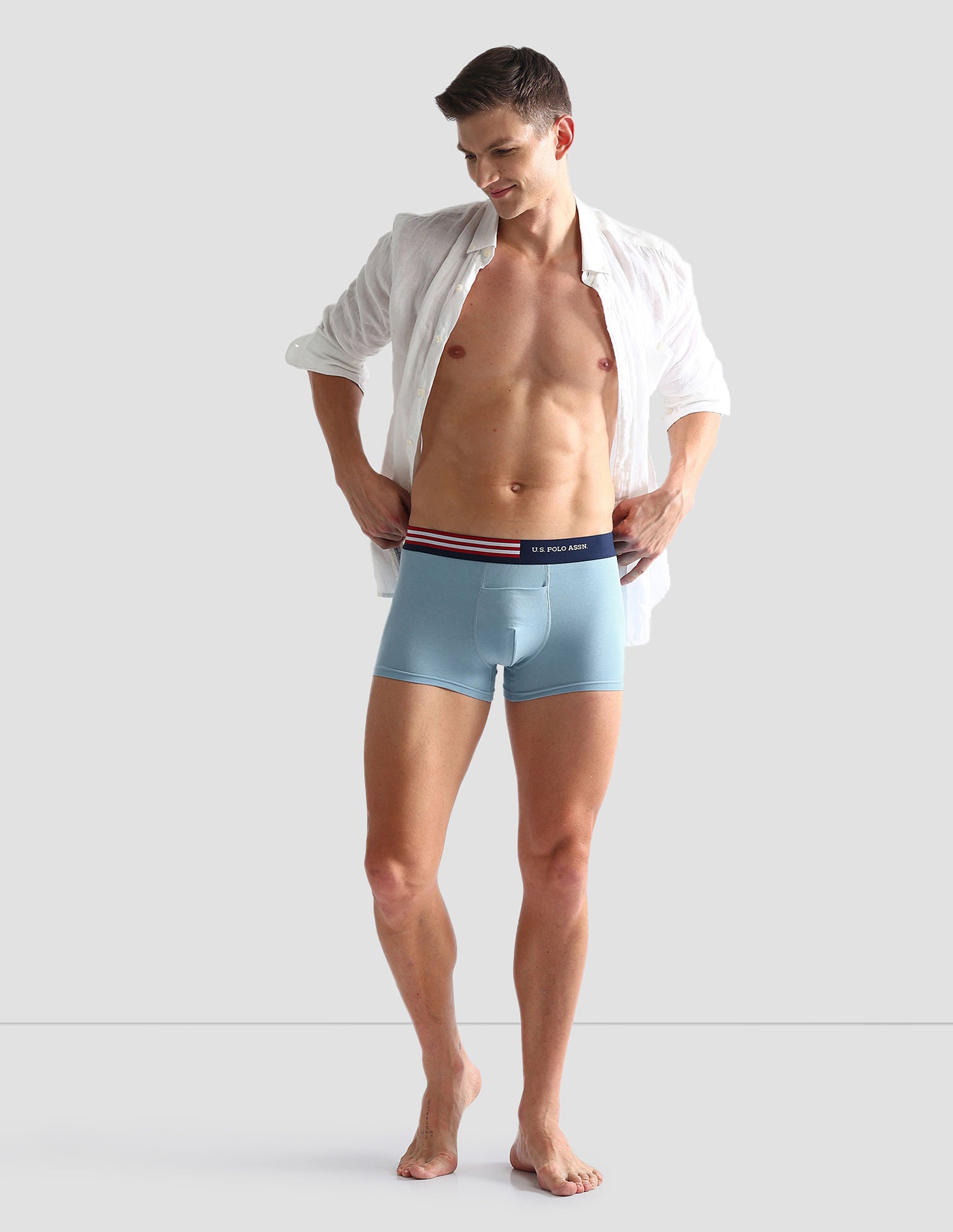 Flag Elastic Antibacterial OET06 Trunks - Pack Of 2 White and Blue - U.S. POLO ASSN. | Large