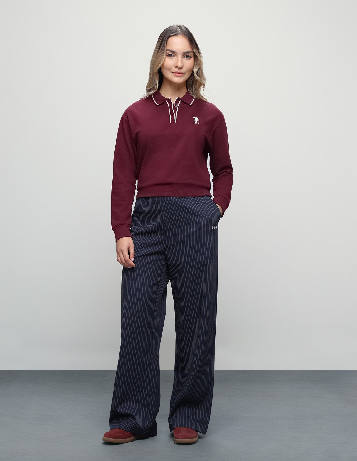 Solid Regular Fit Sweatshirt Maroon - U.S. Polo Assn. India | Large