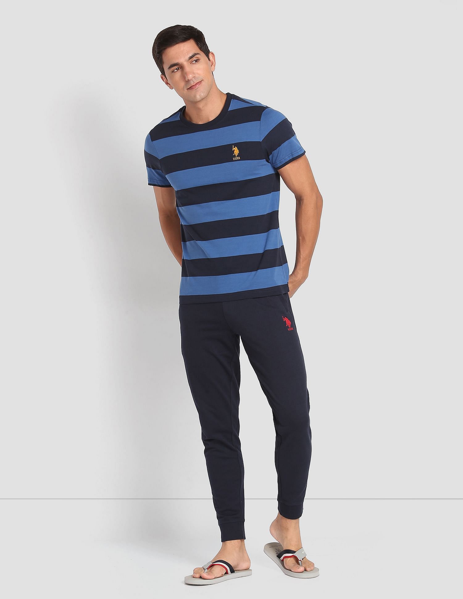 Crew Neck Striped I688 Lounge T-Shirt - Pack Of 1 Blue - U.S. POLO ASSN. | Large