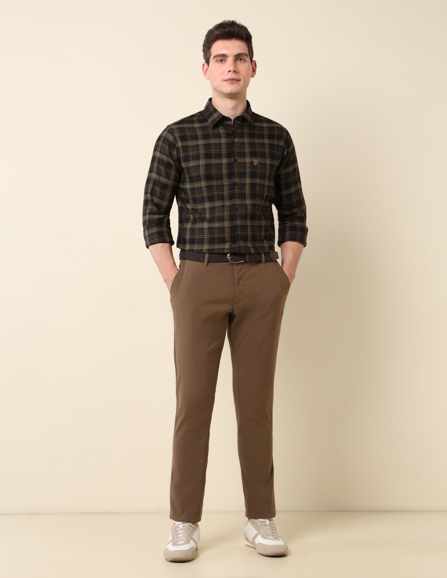 Grid Tattersall Checked Pure Cotton Shirt Brown - U.S. Polo Assn. India | Large
