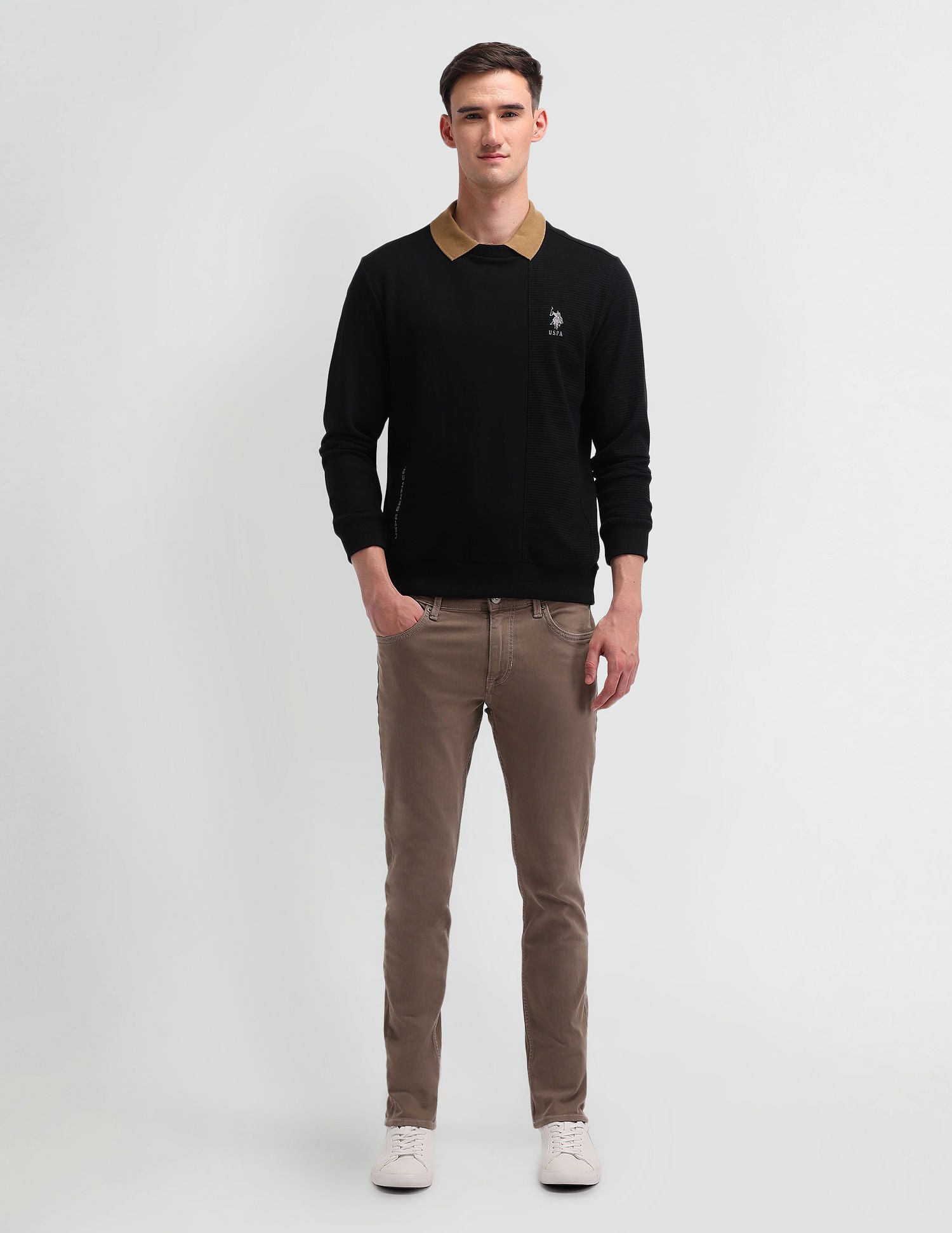 Solid Regular Fit Sweatshirt Black - U.S. Polo Assn. India | Large