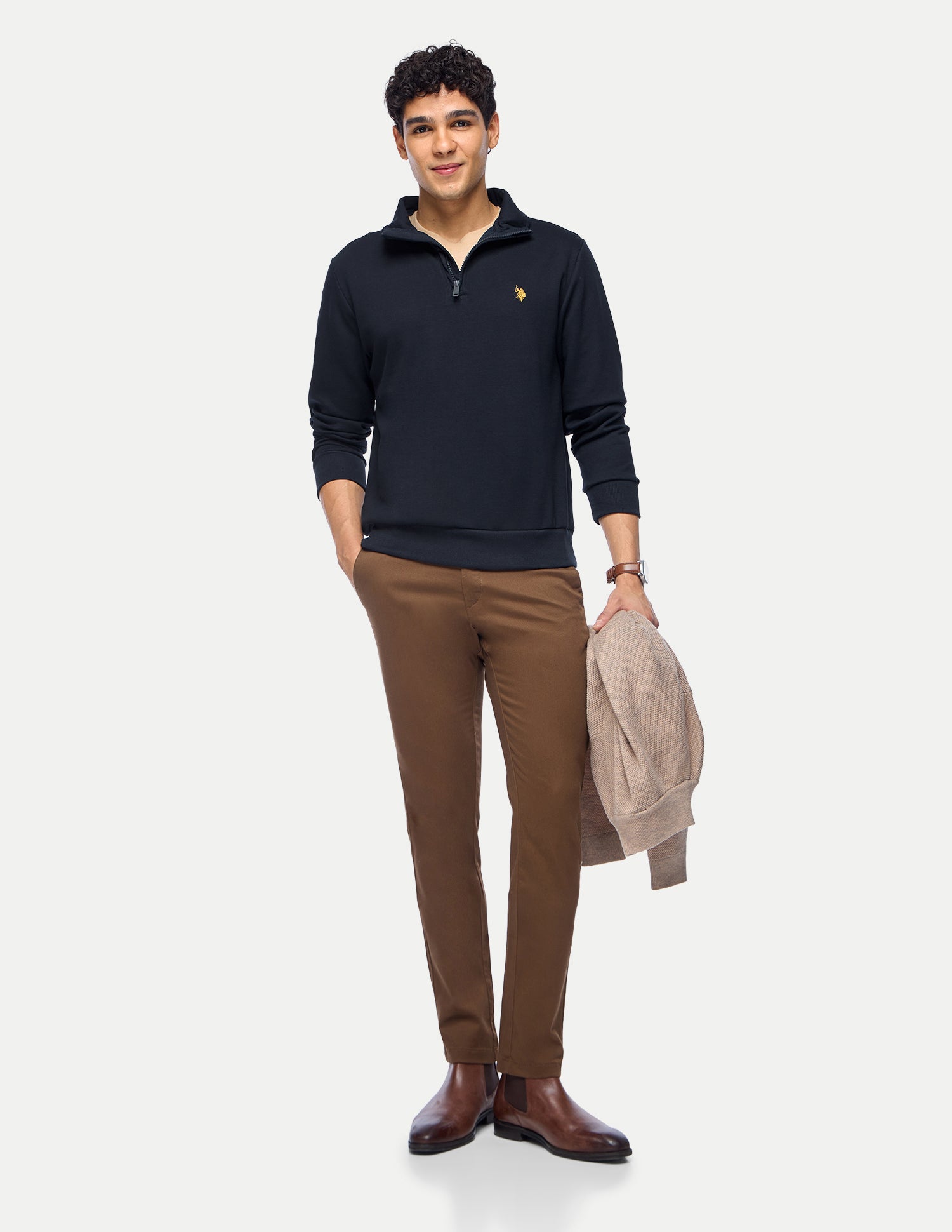 Brand Embroidered Slim Fit Sweatshirt Navy - U.S. Polo Assn. India | Large