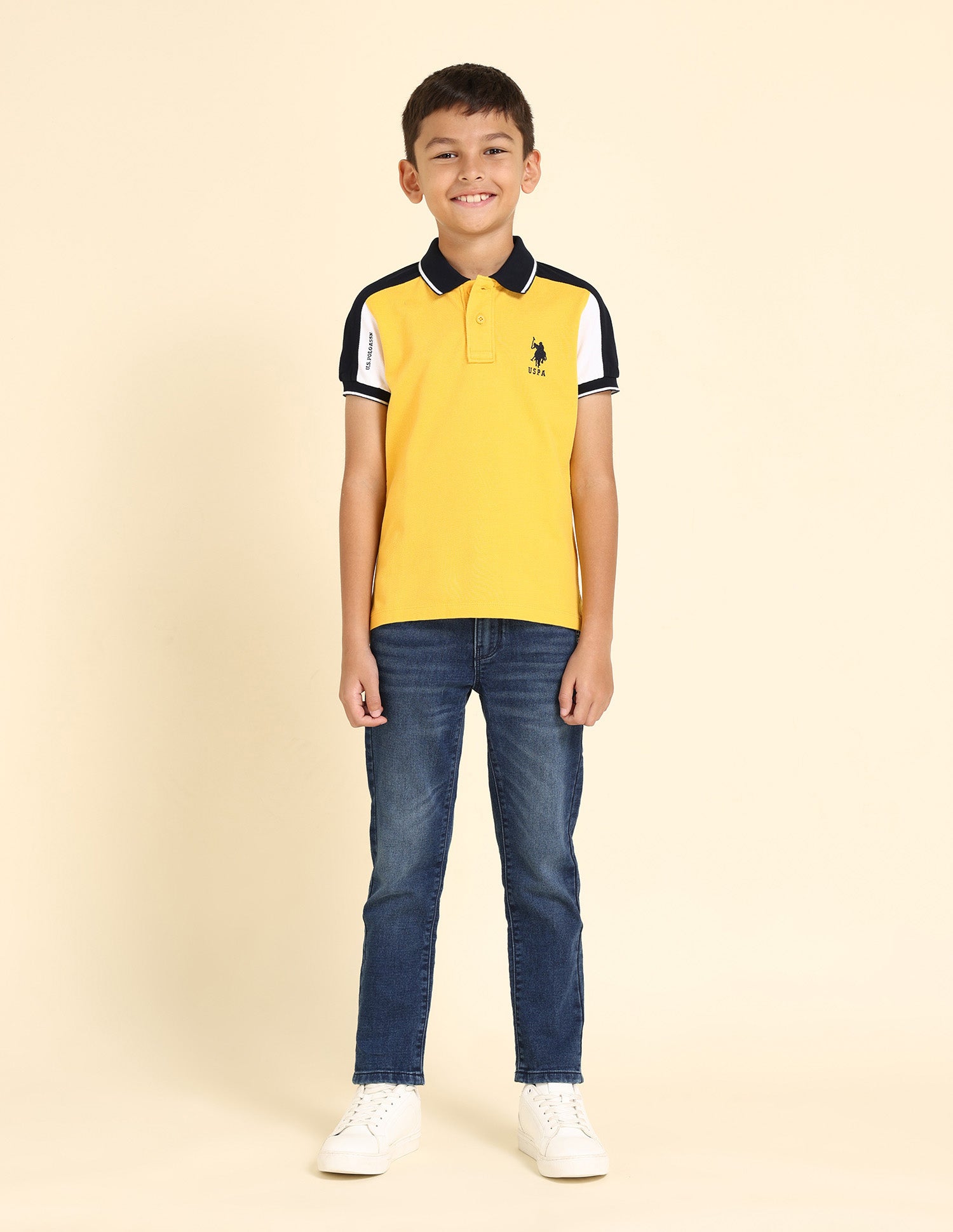 Boys Colour Block Polo Shirt Yellow - U.S. POLO ASSN. | Large