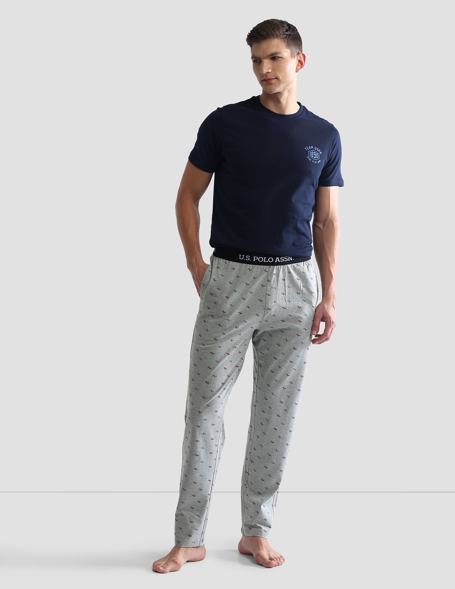 All Over Print OELP3 Lounge Pants - Pack Of 1 Grey - U.S. POLO ASSN. | Large