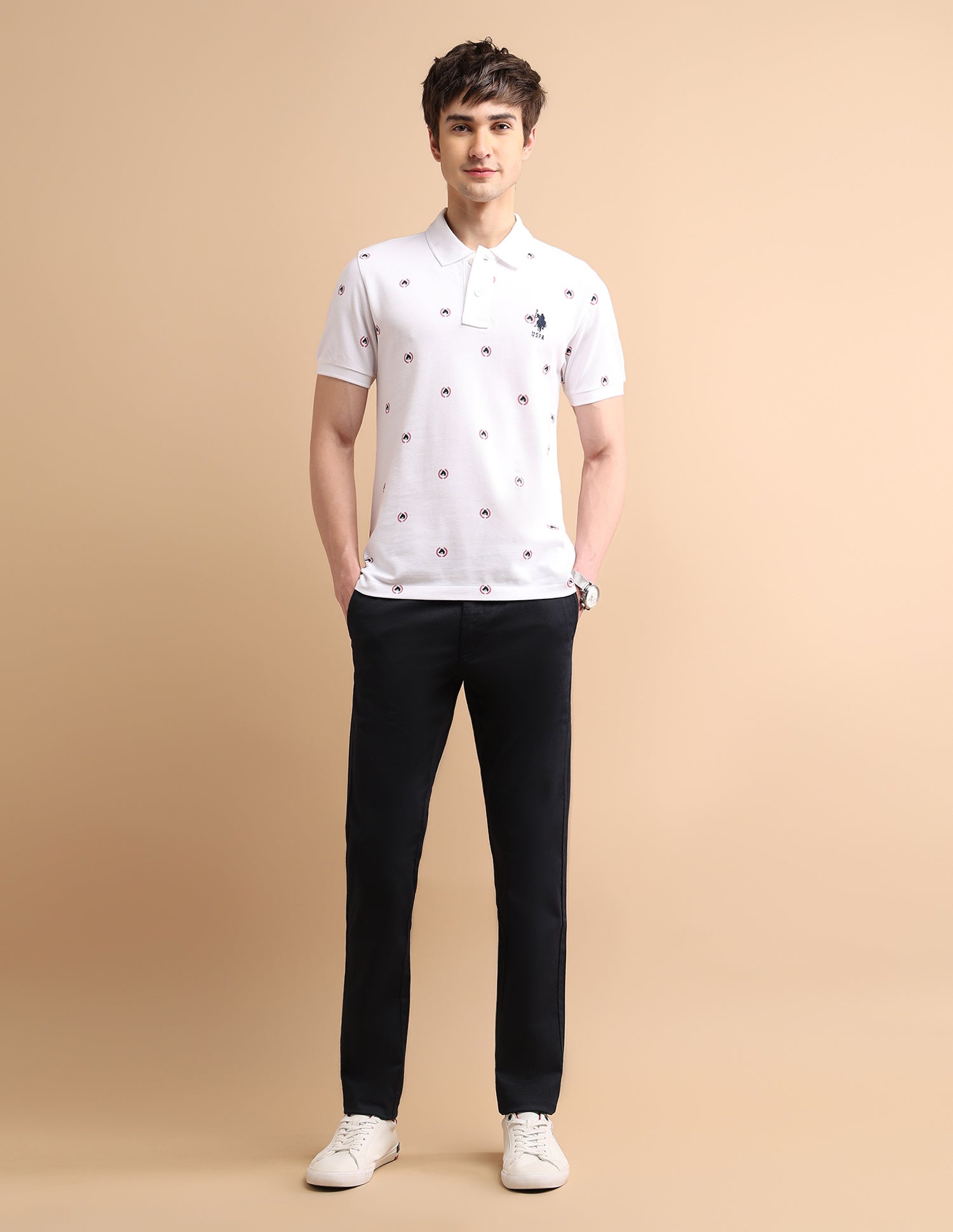 Heritage Print Polo Shirt White - U.S. POLO ASSN. | Large