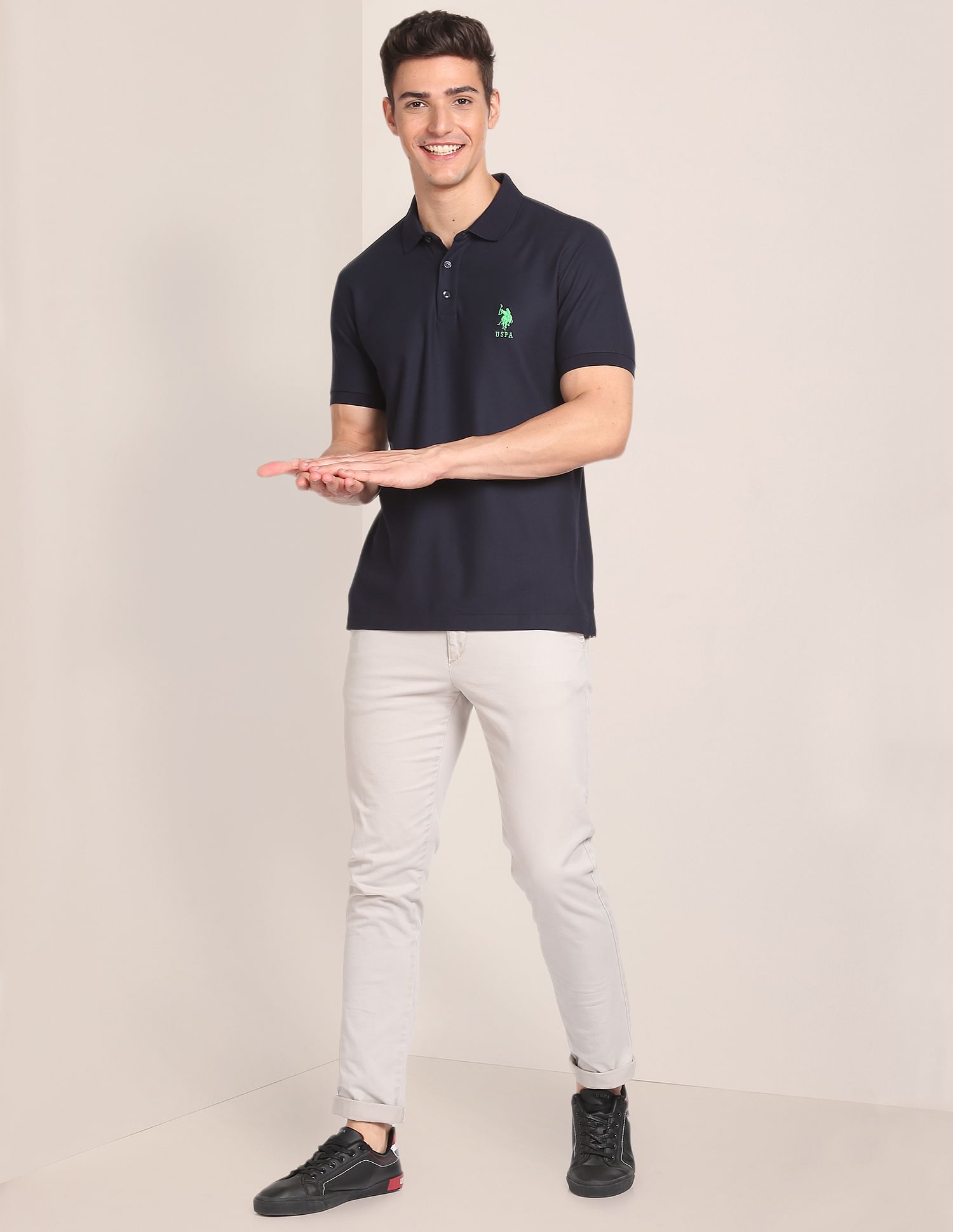 Liquid Cotton Solid Polo Shirt Navy - U.S. POLO ASSN. | Large