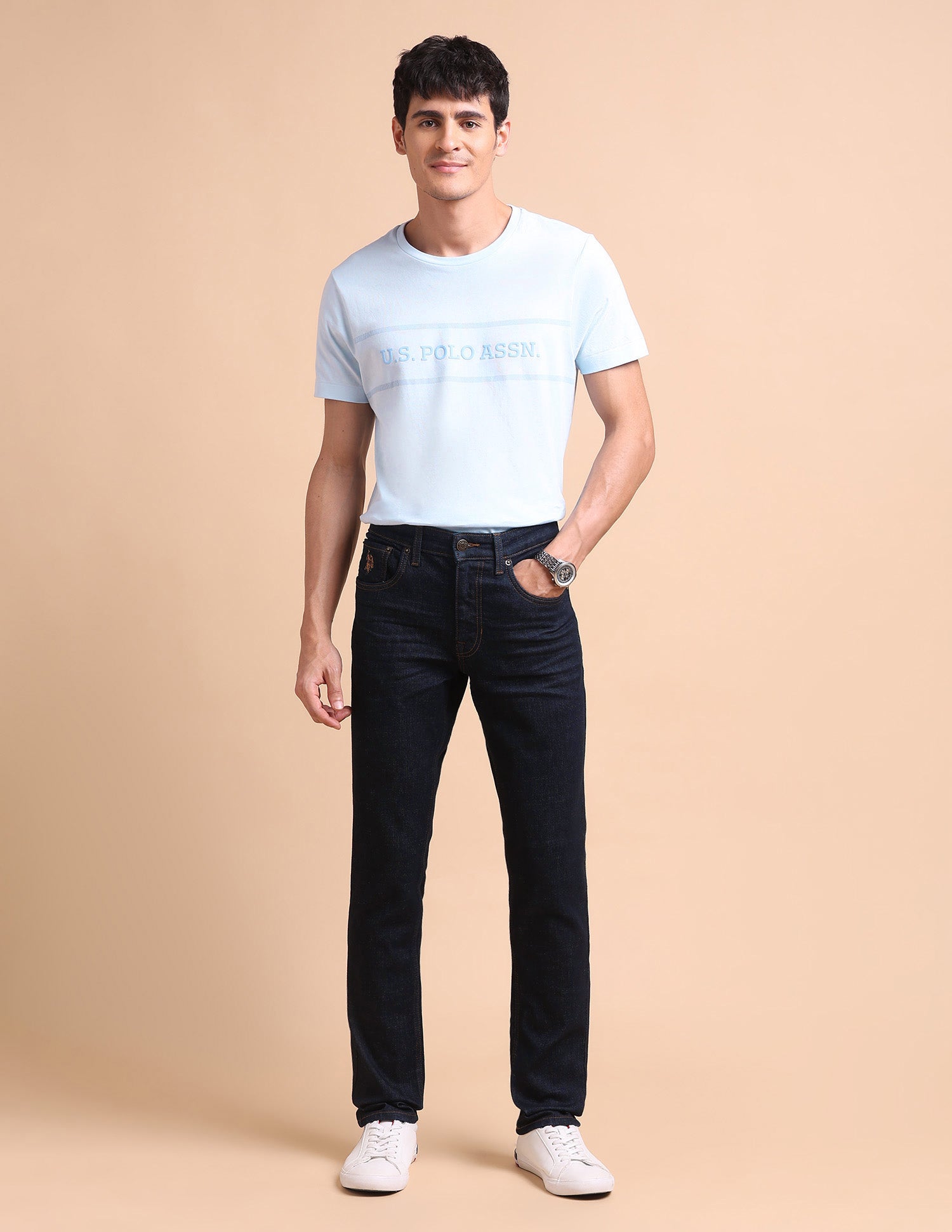 Brandon Slim Tapered Fit Blue Jeans Dark Blue - U.S. POLO ASSN. | Large