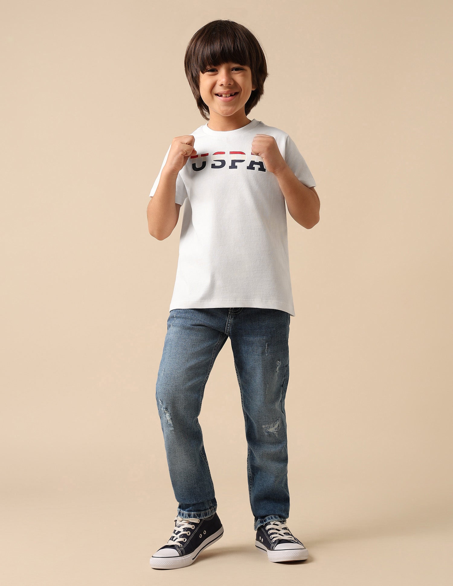 Boys Brand Printed Regular Fit T Shirt White - U.S. POLO ASSN. | Large