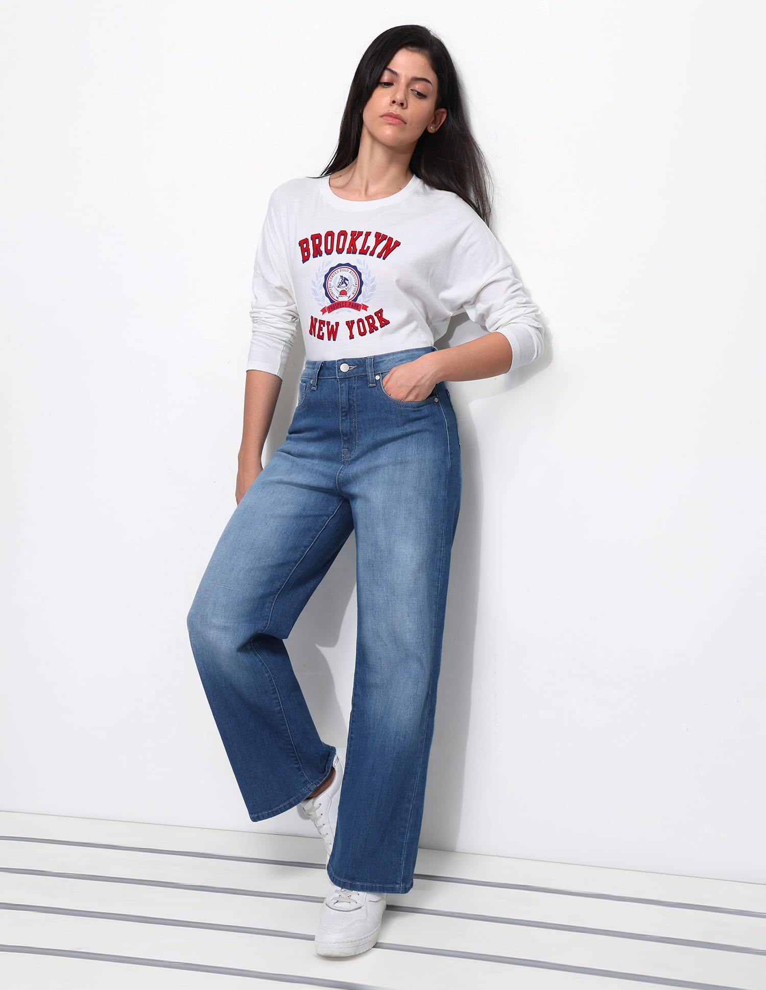 Cross Hatch Wide Leg Jeans Blue - U.S. Polo Assn. India | Large