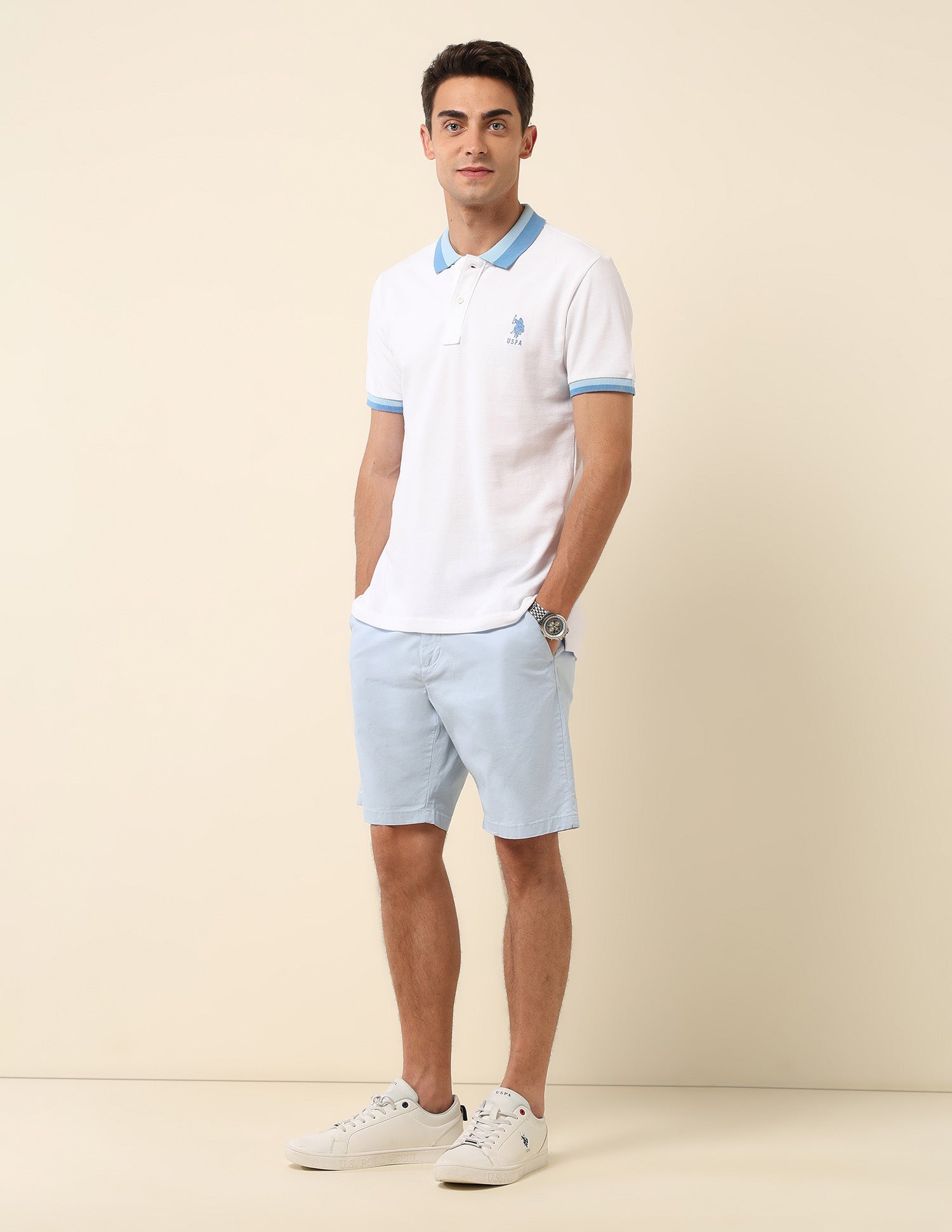 Solid Slim Fit Polo Shirt White - U.S. Polo Assn. India | Large