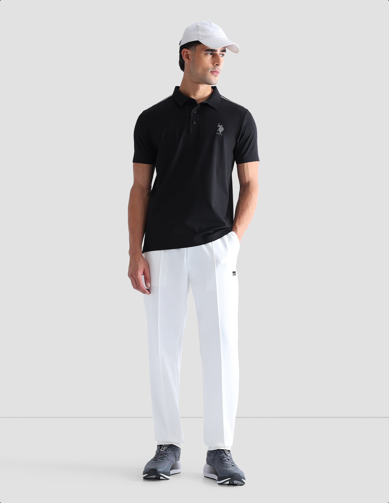 Solid Regular Fit Active Polo Shirt Black - U.S. POLO ASSN. | Large