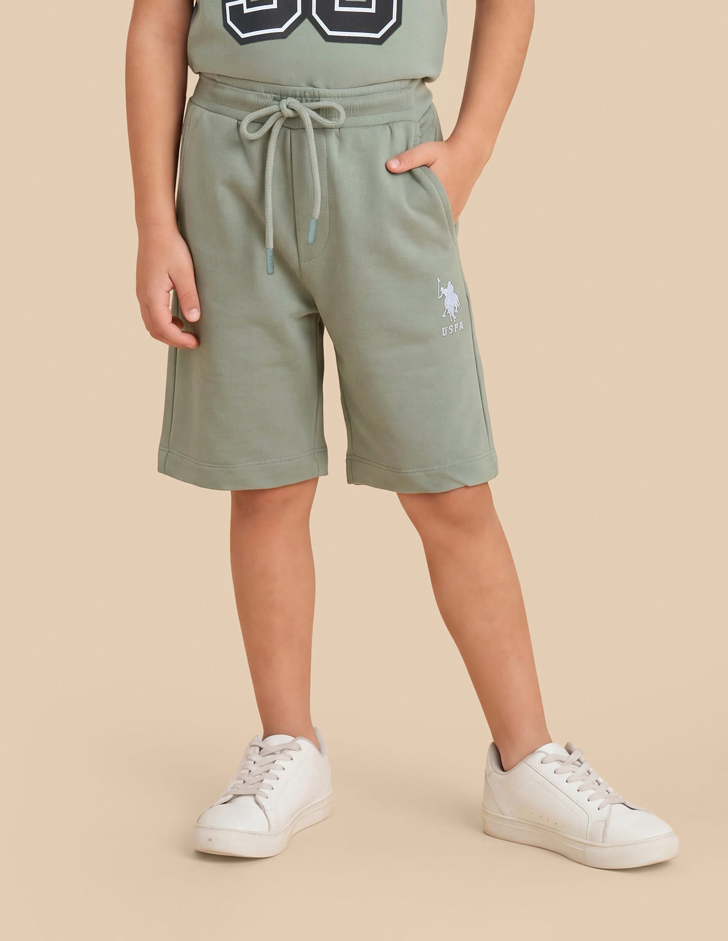 Solid Regular Fit Shorts Green - U.S. Polo Assn. India | Large