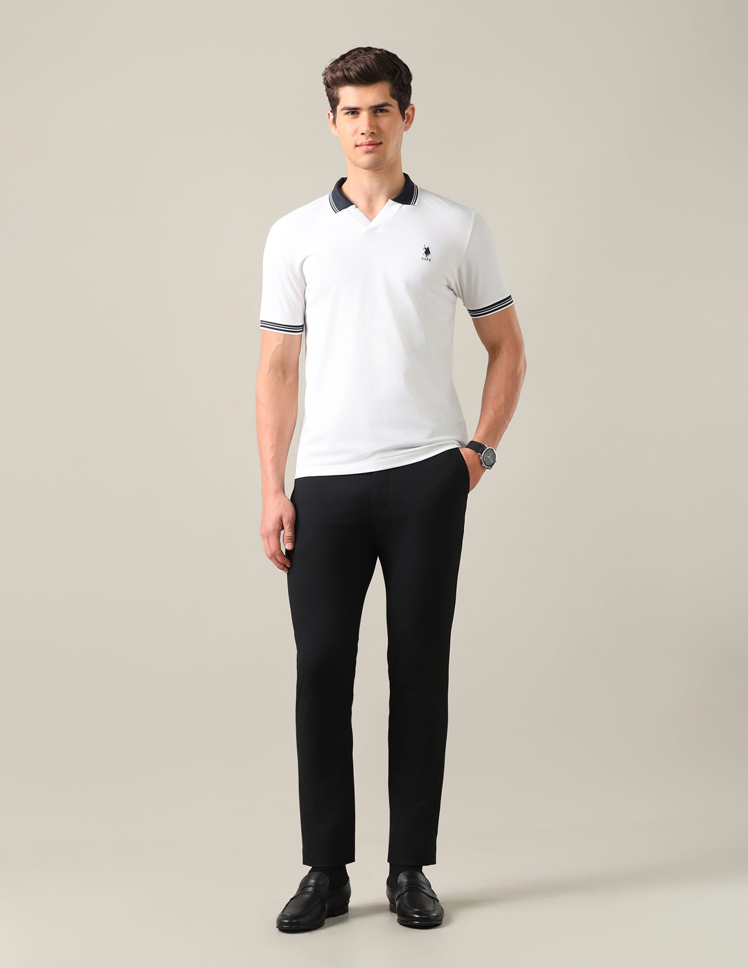 Solid Slim Fit Polo Shirt White - U.S. Polo Assn. India | Large