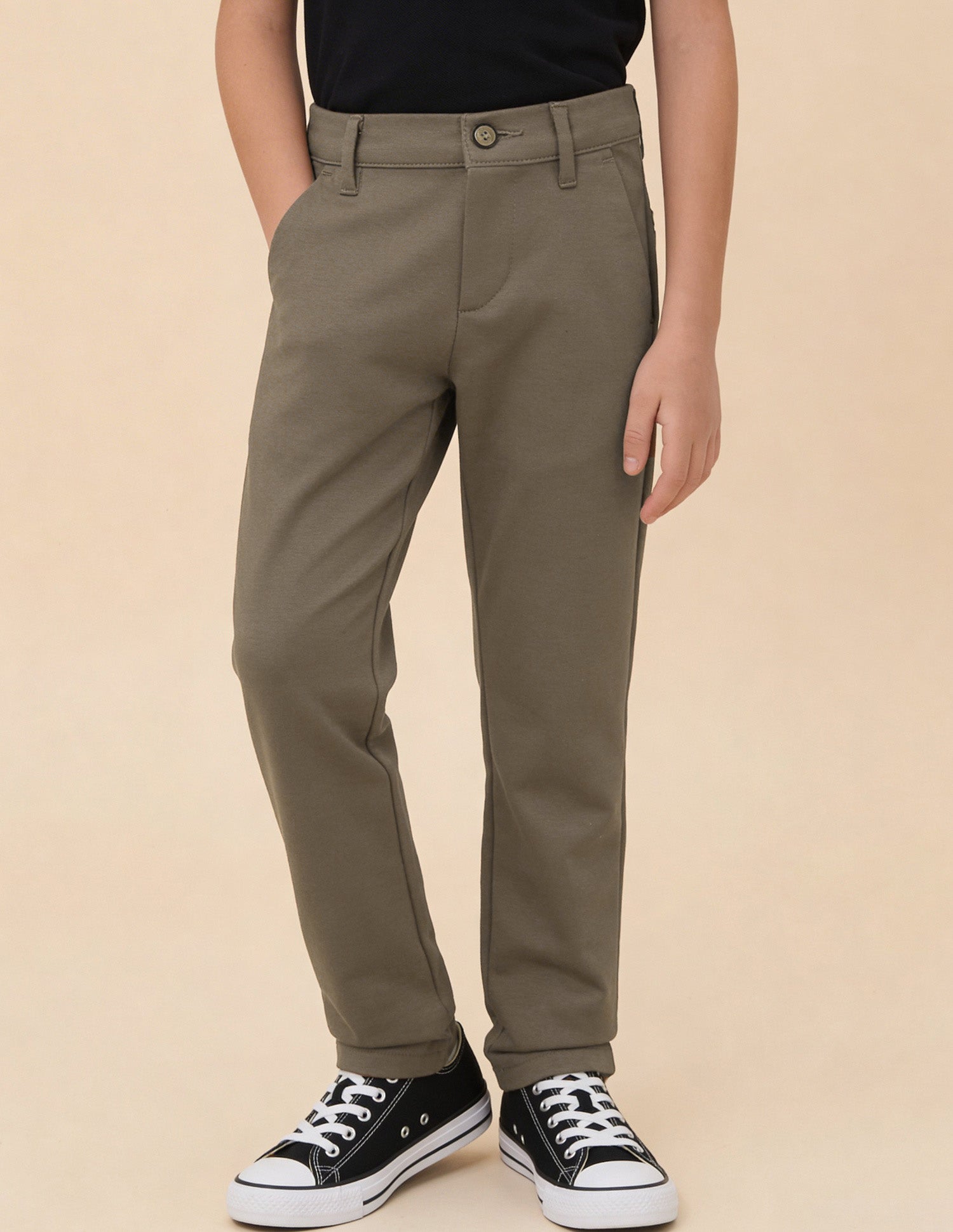 Mid Rise Slim Fit Trousers Khaki - U.S. Polo Assn. India | Large