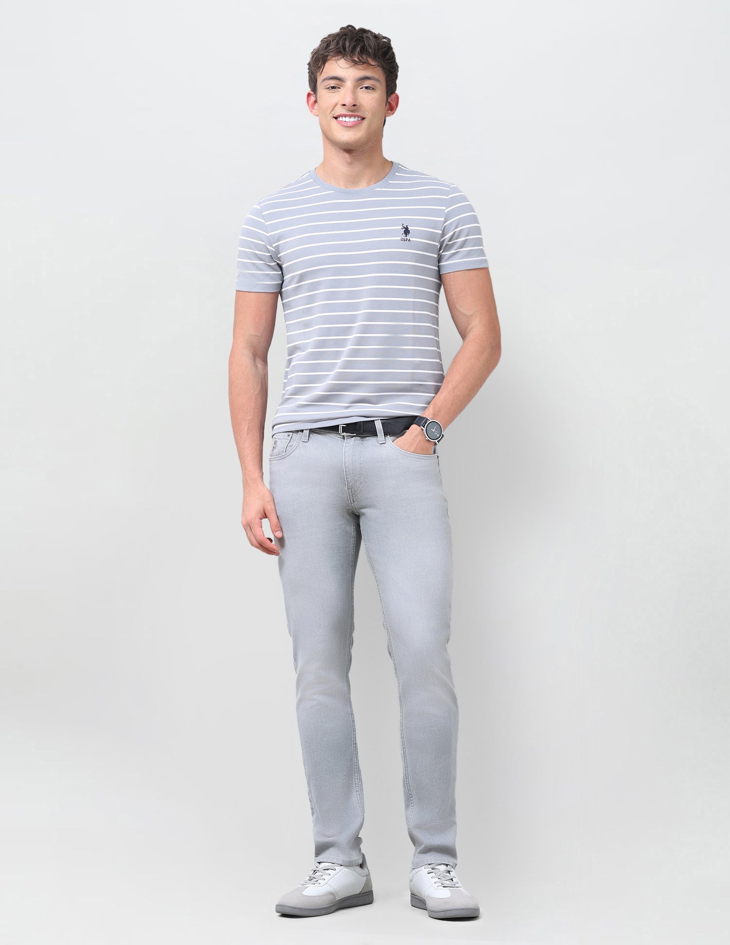 Brandon Slim-Tapered Fit Grey Jeans Washed Grey - U.S. Polo Assn. India | Large